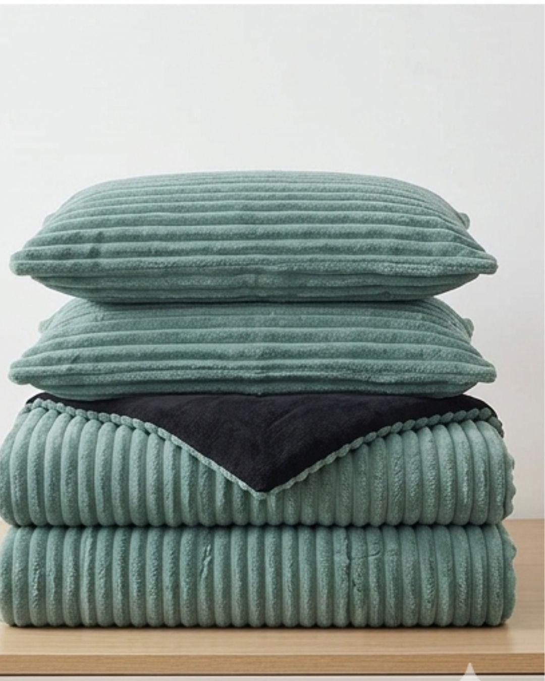 Cobertor de Invierno Premium - Textura Acanalada Lineales y Chiporro Extra Suave Turquesa  GSOL.-4