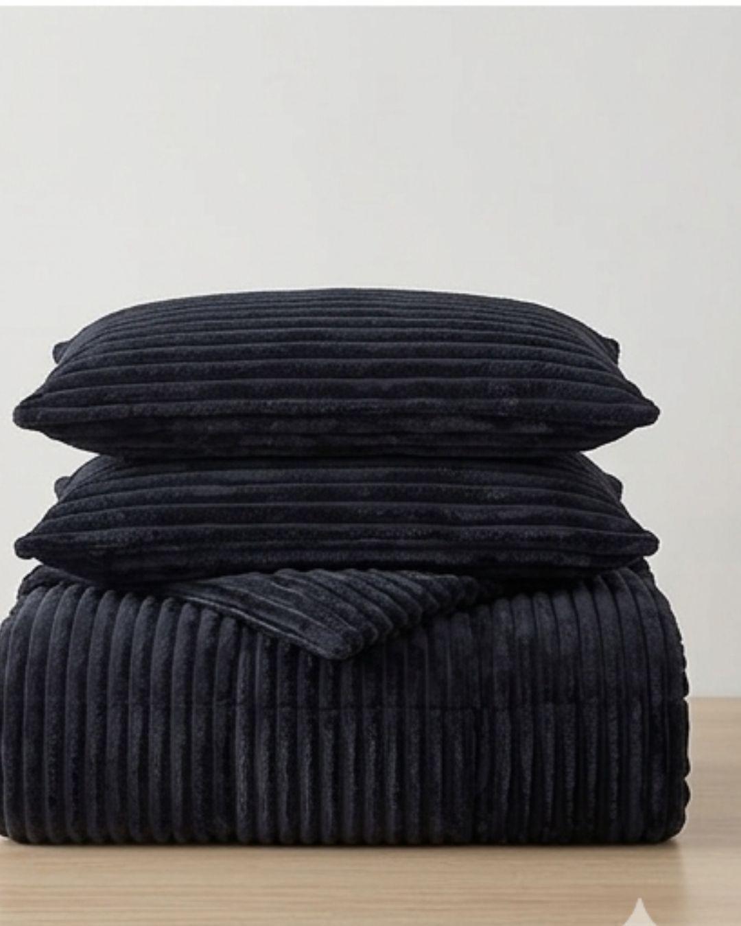 Cobertor de Invierno Premium - Textura Acanalada Lineales y Chiporro Extra Suave Gris Oscuro GSOL-4