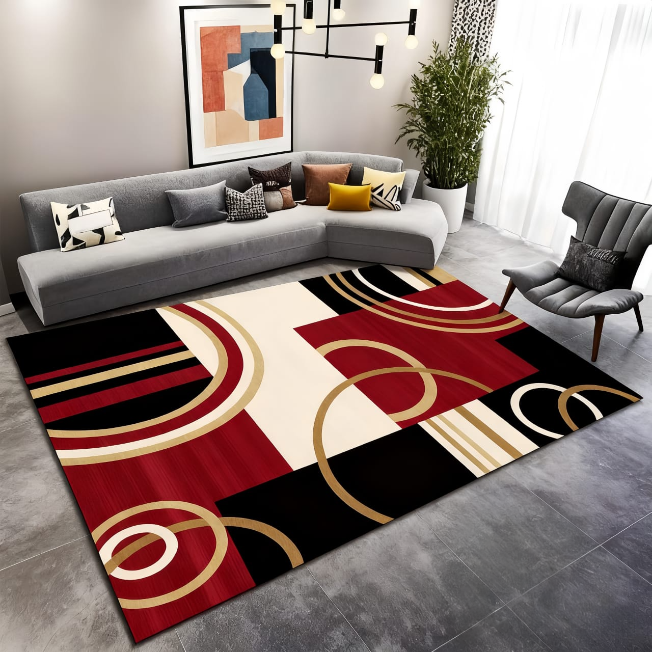 ALFOMBRA  MODERNA 3D-BURDEO ROJO 200X300-0