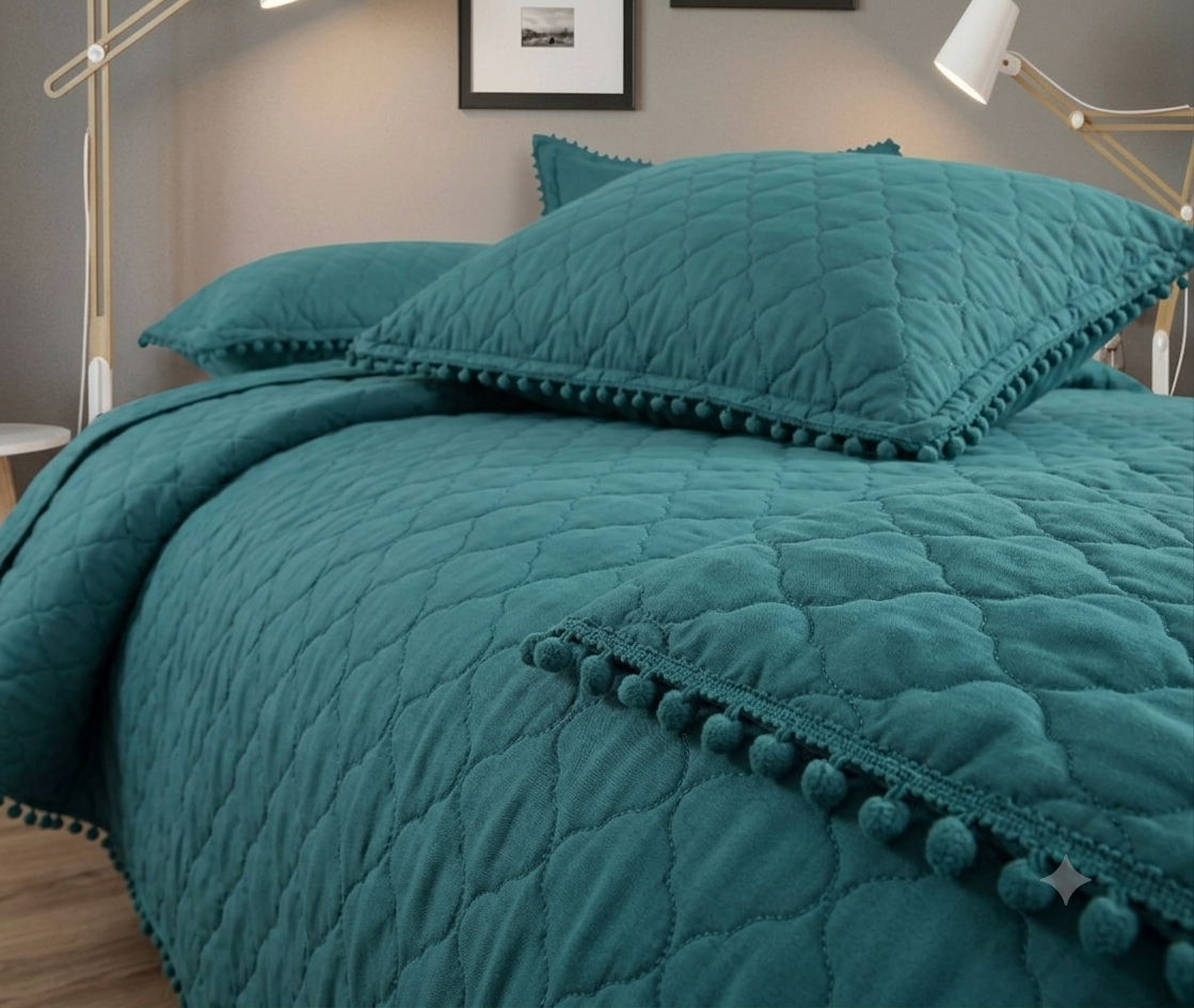 Cubrecama Verano Con Pompones 2 Plazas 230x250cm Premium TF-2