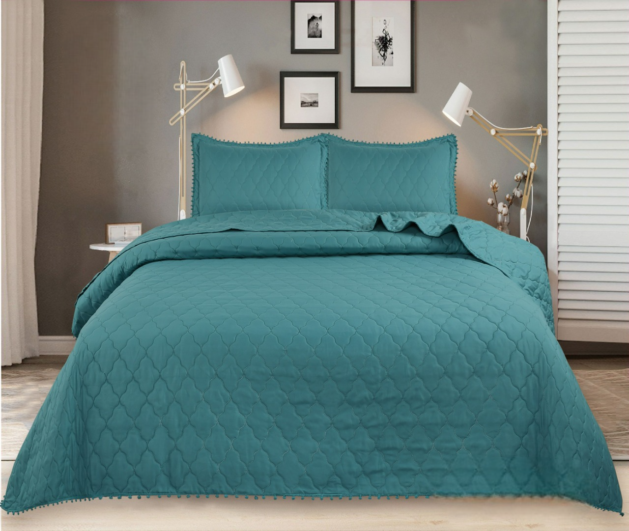Cubrecama Verano Con Pompones 2 Plazas 230x250cm Premium TF-3