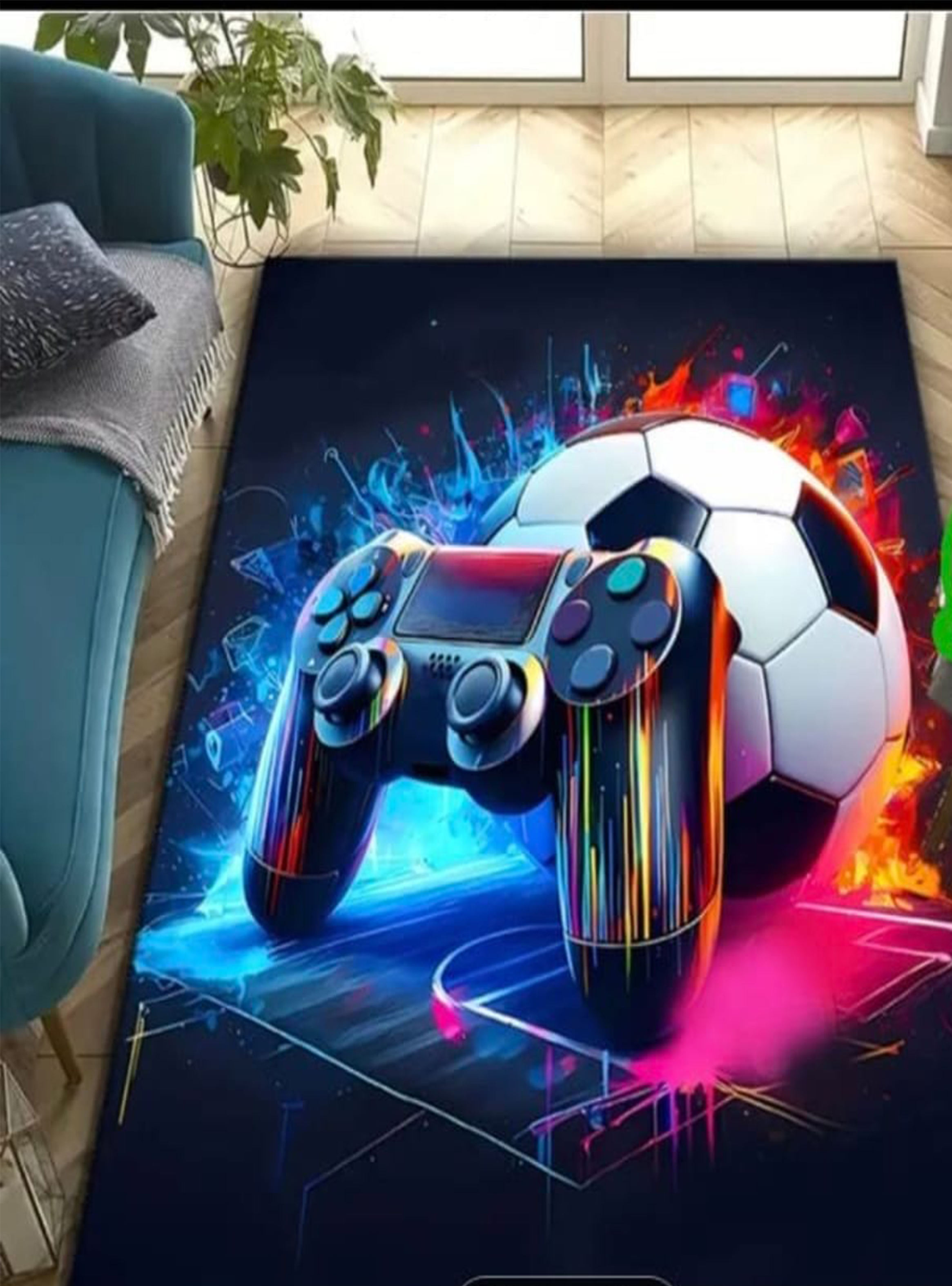 Alfombra 3D juvenil Gamer-GAMER Y SOCCER-0