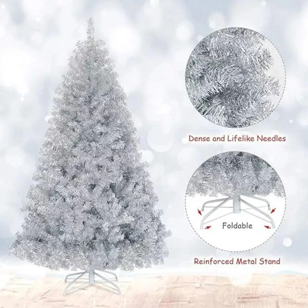 ARBOL DE NAVIDAD PLATEADO DE 210 CM CON 1000 RAMAS WYM-2
