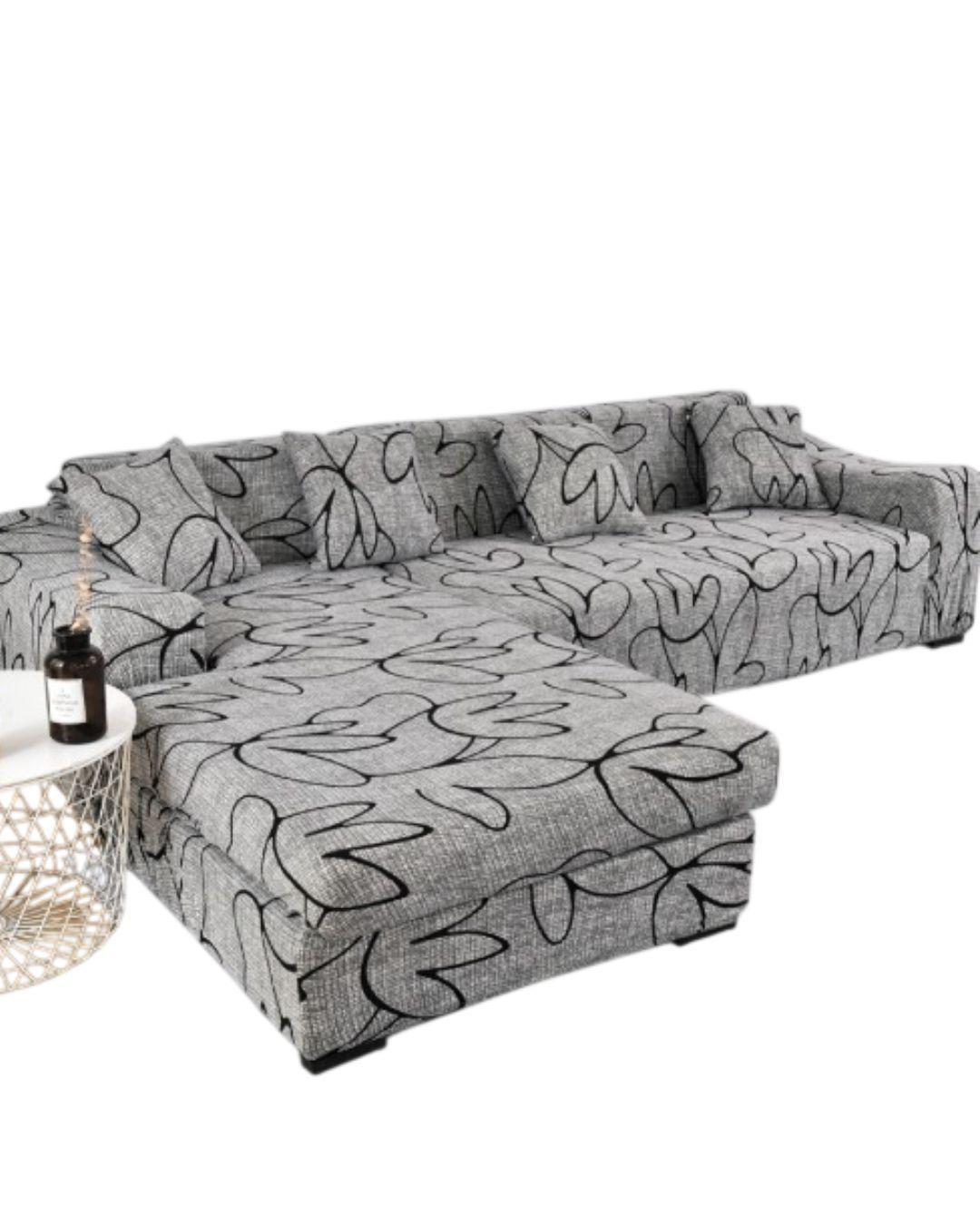 Fundas Cubre Sillones Premium para Sofá en L  Con Diseño (Combo 4 + 3 Cuerpos) RS-0