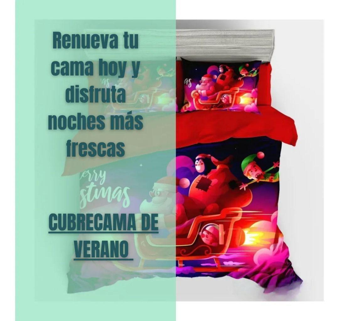 Cubrecama De Verano 2 Plaza Diseños De Navidad Trineo 250x230cm Tf-3