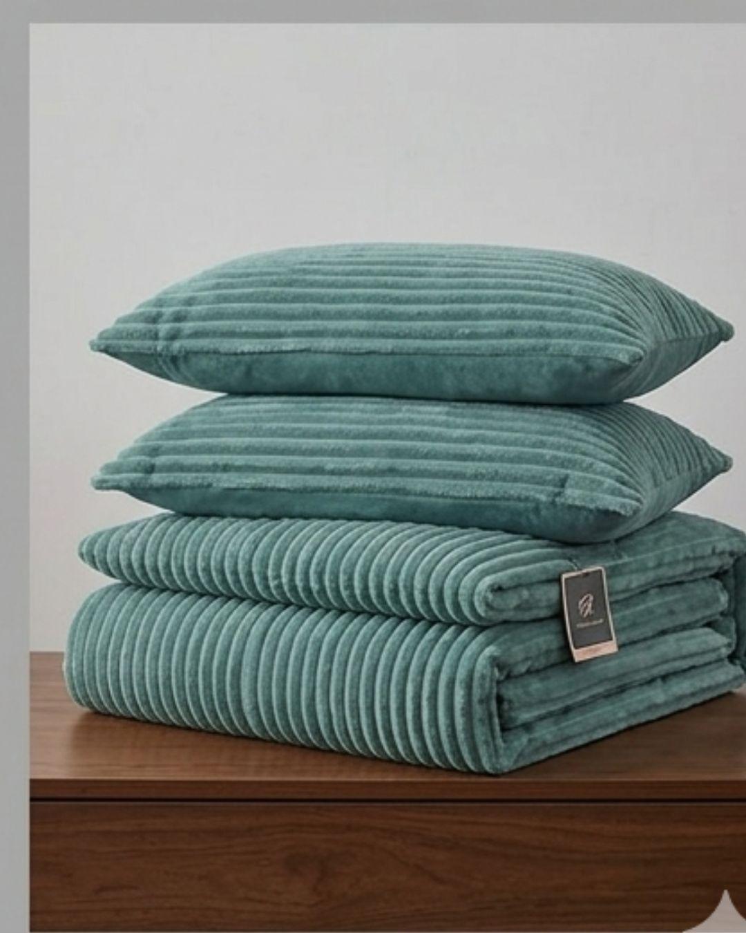 Cobertor de Invierno Premium - Textura Acanalada Lineales y Chiporro Extra Suave Turquesa GSOL-4