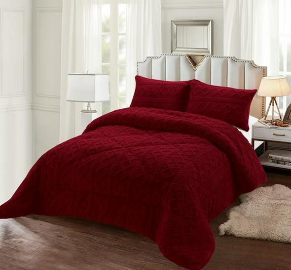 Cobertores de inverno texturizado Diseño Trenzado con chiporro 2.PLAZAS RS.-2