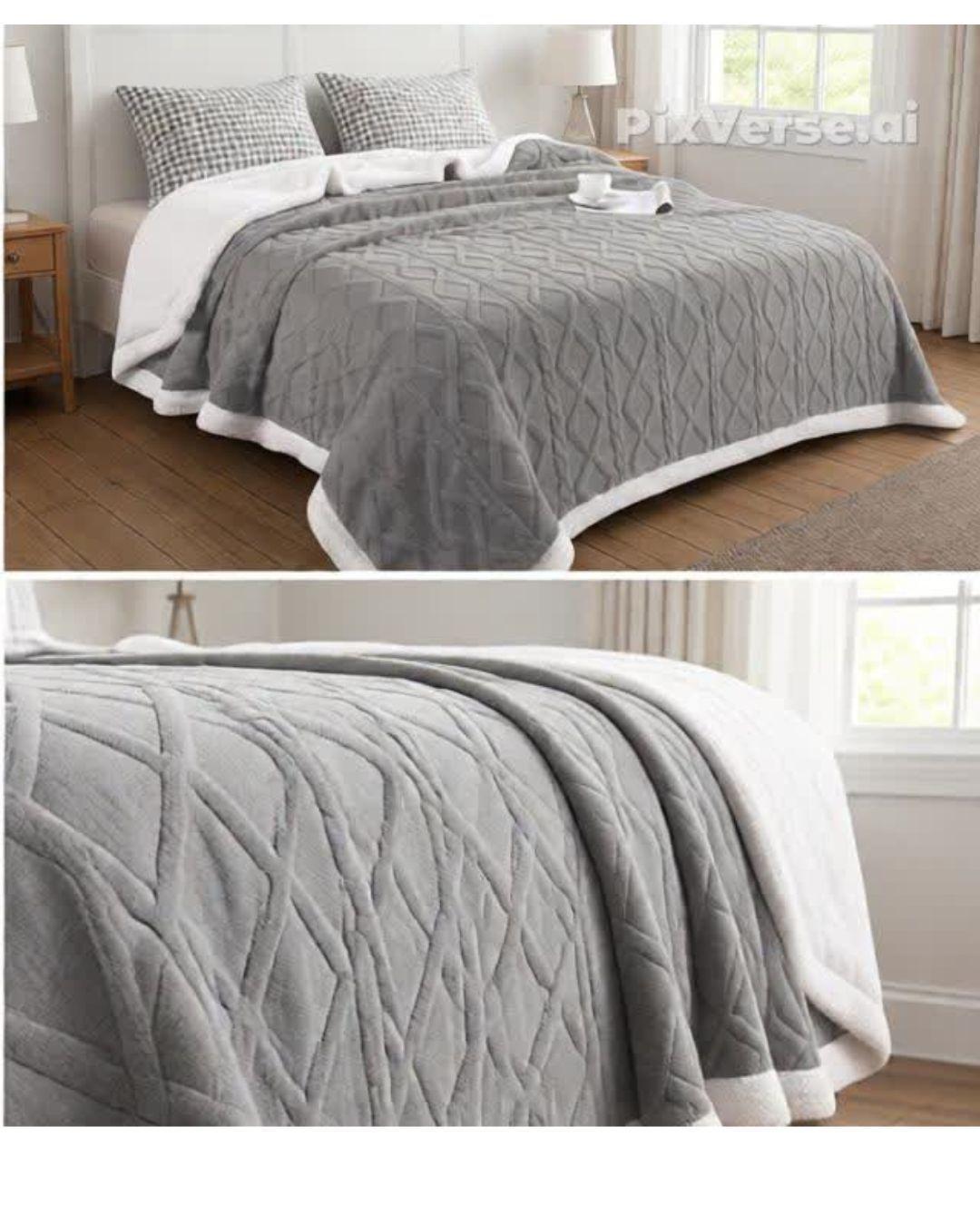 FRAZADA CON CHIPORRO TEXTURIZADA, DISEÑO TRENZADO 1.5P-RS-2