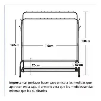 PERCHERO DOBLE BARRA CON RUEDA 110X150-3