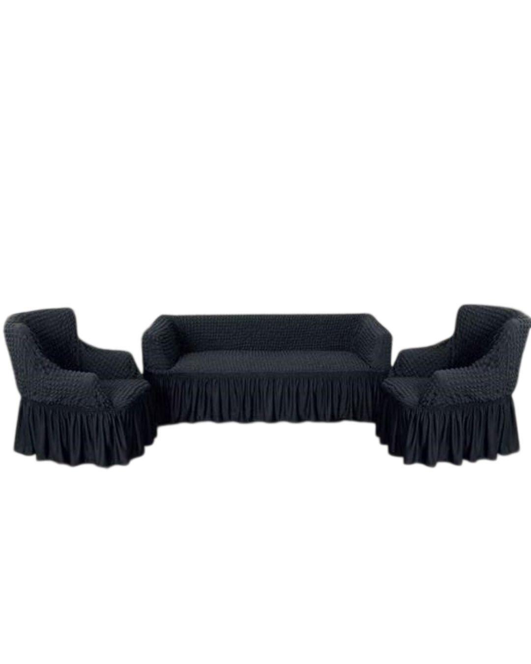 Cubre sillones turcos Elegante 3+1+1-  Gris Oscuro RS.-0