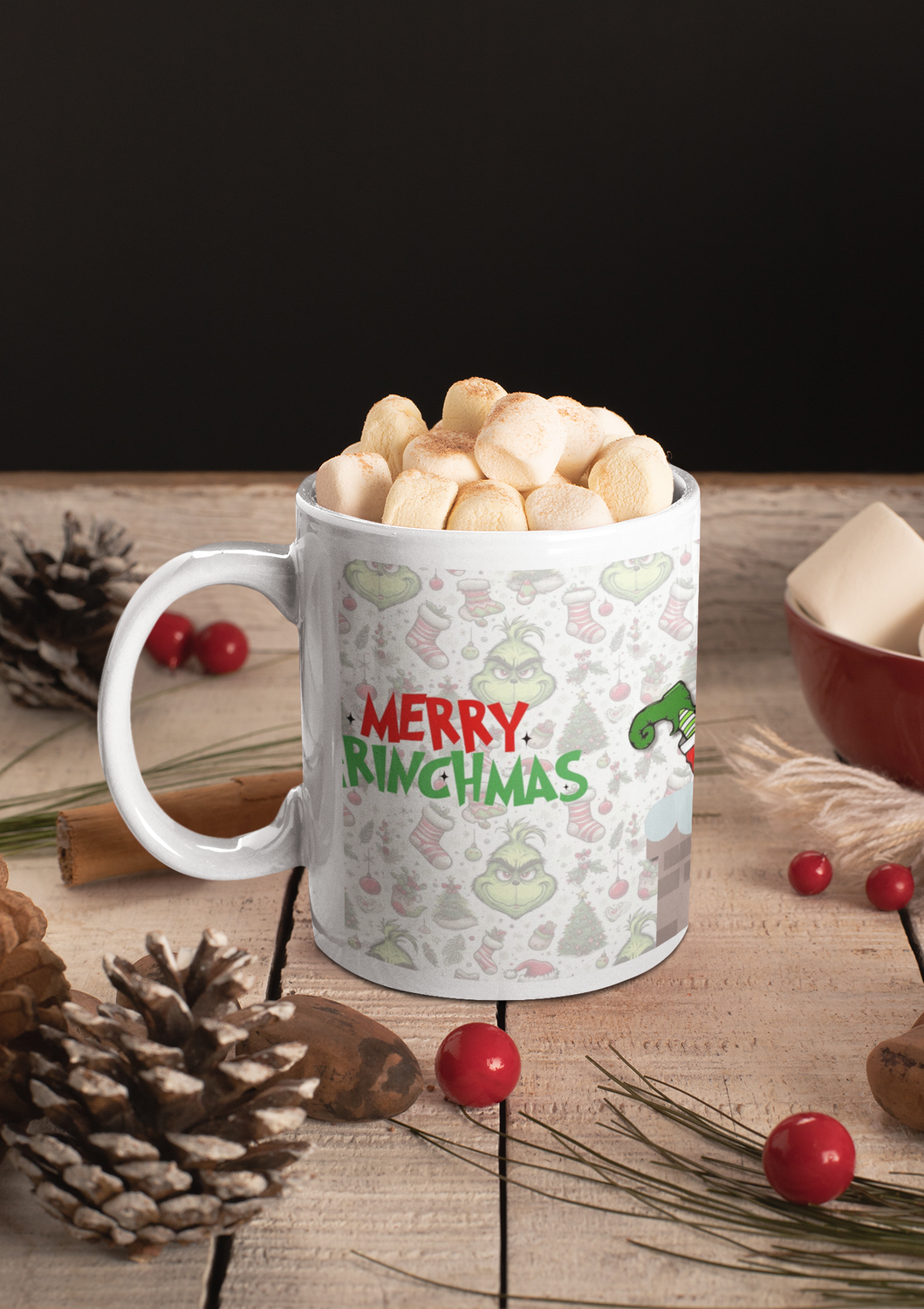 Tazón Taza Blanca Navidad Grinchmas El Grinch Merry Grinchma-2