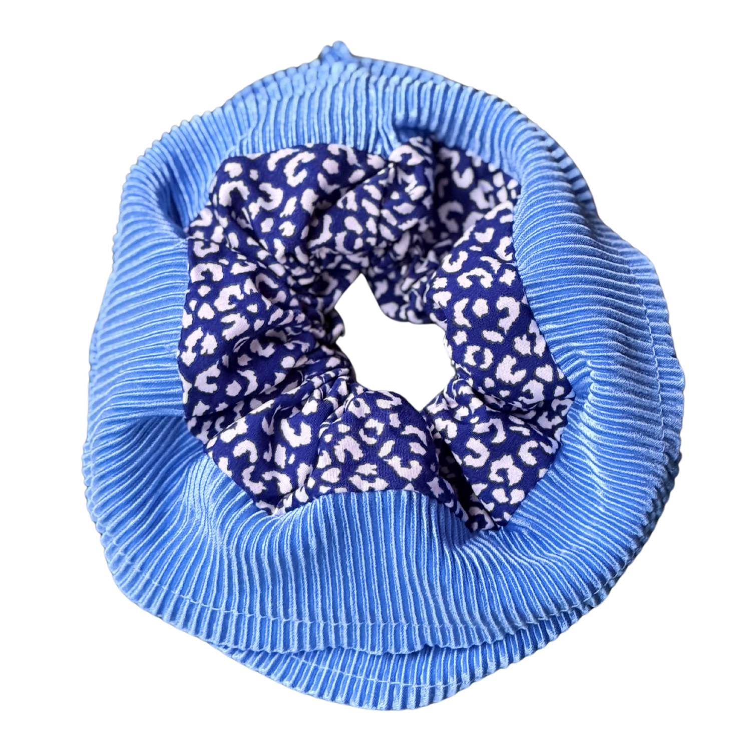 Scrunchie Doble Plisado Animal Print Mujer Accesorio-0