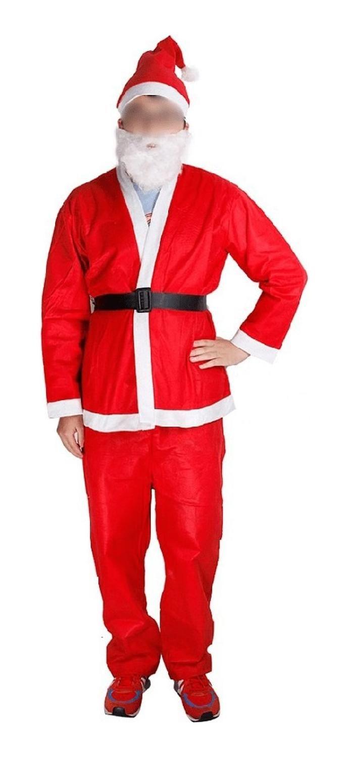 Traje Disfraz De Viejo Pascuero Para Adulto Santa Claus Rojo-0