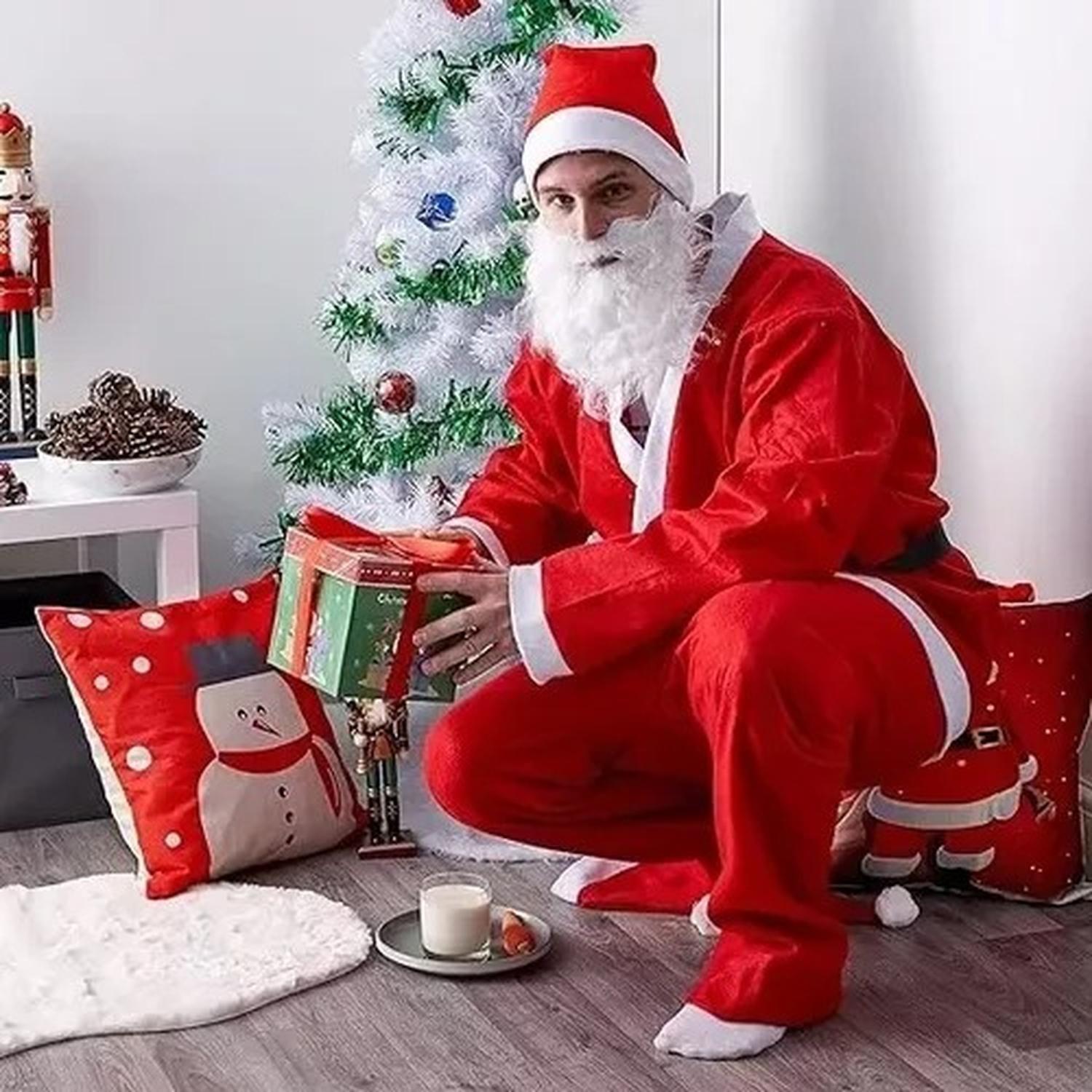 Traje Disfraz De Viejo Pascuero Para Adulto Santa Claus Rojo-3