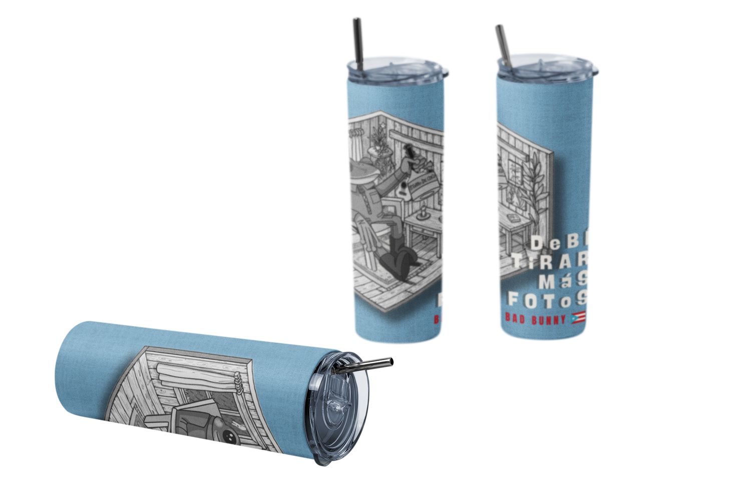 Termo Tumbler Botella termica Bad bunny DTMF Pitorro Coco-1