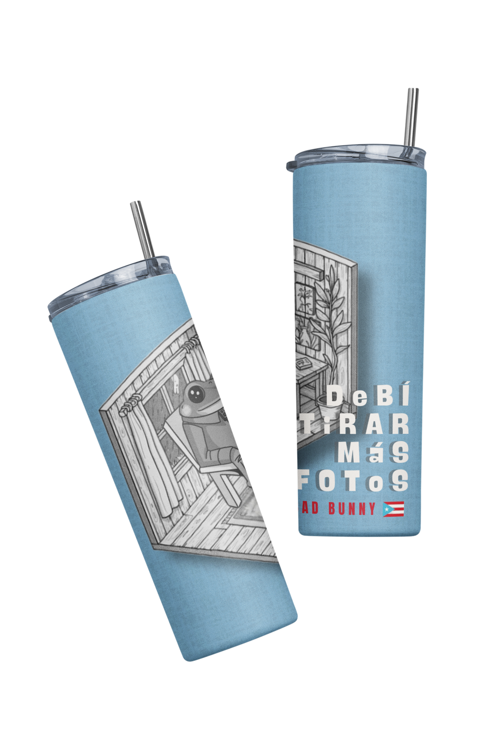 Termo Tumbler Botella termica Bad bunny DTMF Pitorro Coco-2
