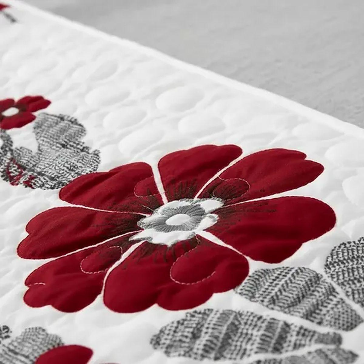 Cubrecama Quilt Verano 2P Blanco Rojo Floreado-4