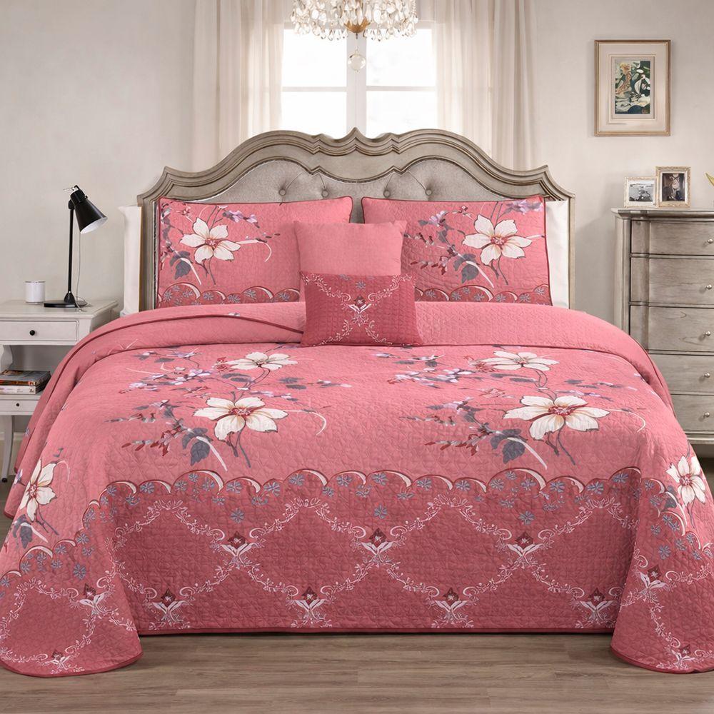 Cubrecama Quilt De Verano 2 Plazas Rosa Dise o Floreado-2