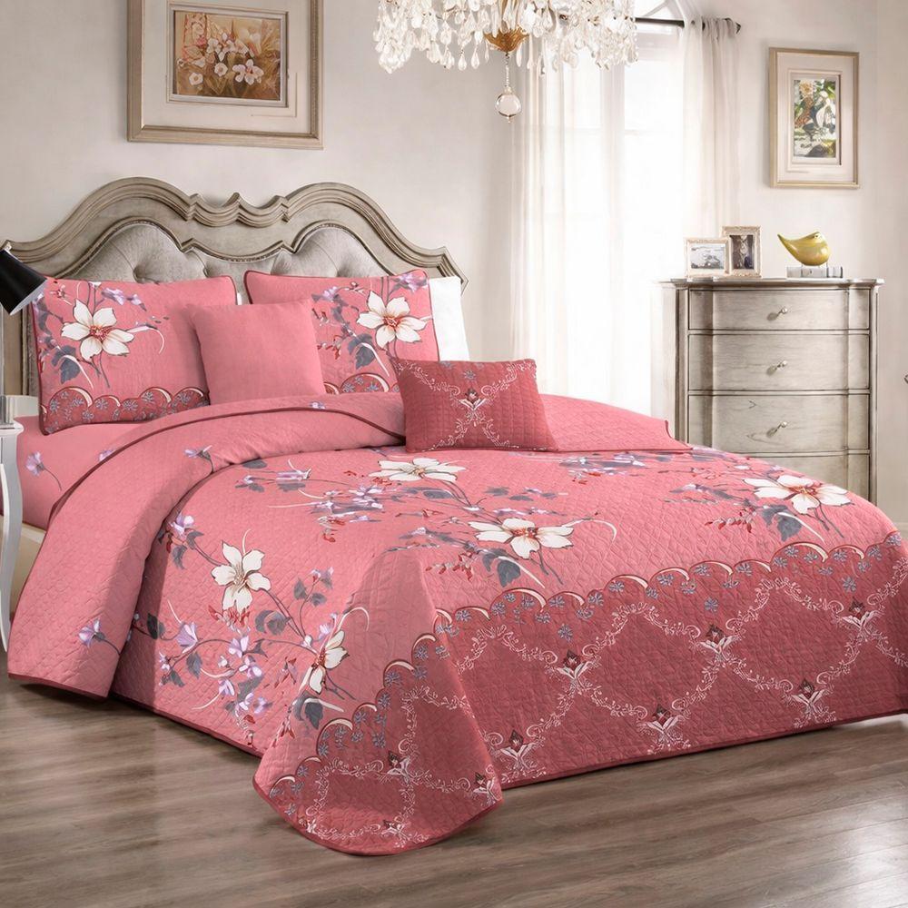 Cubrecama Quilt De Verano 2 Plazas Rosa Dise o Floreado-3