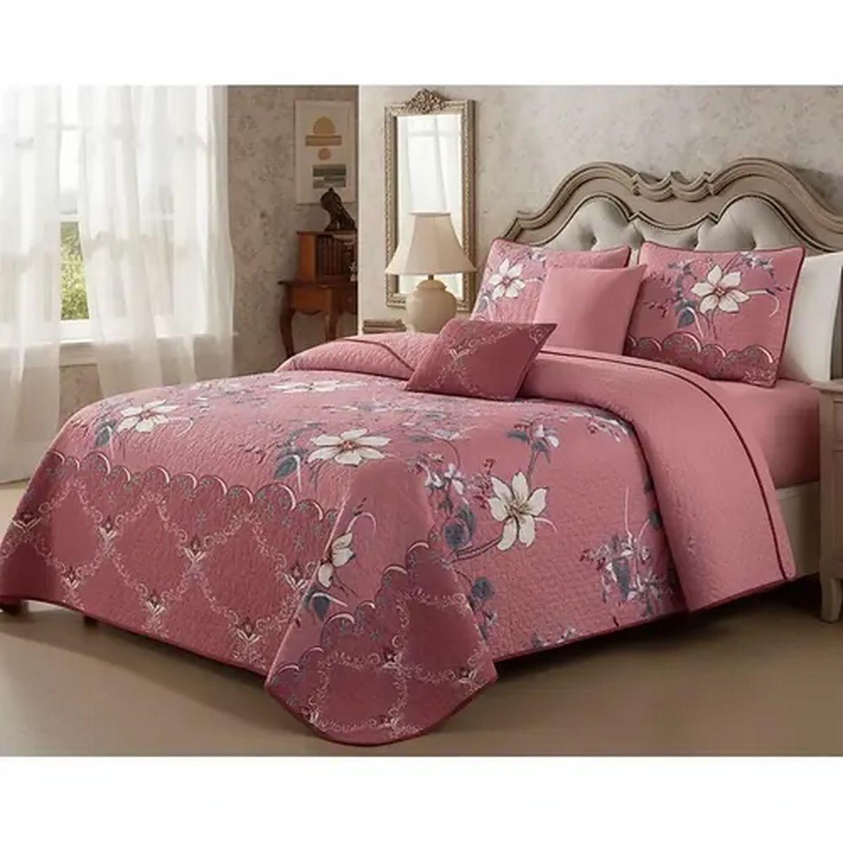 Cubrecama Quilt De Verano 2 Plazas Rosa Dise o Floreado-8