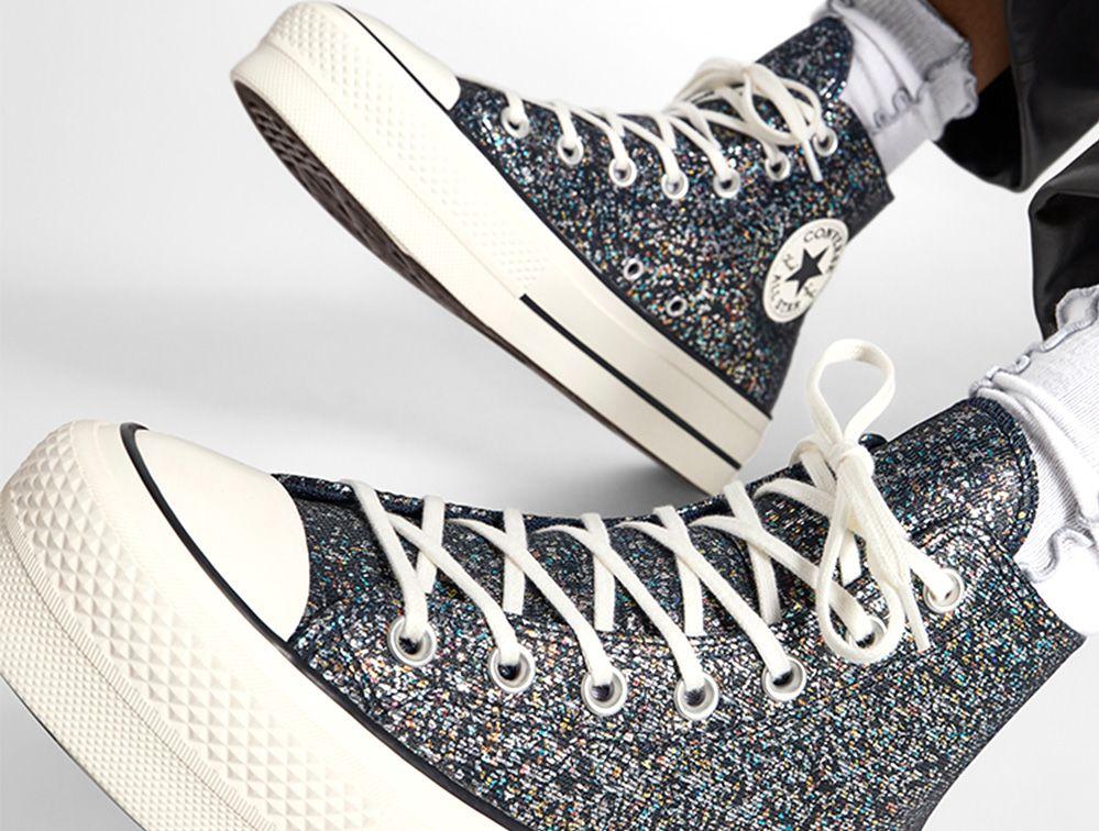 Zapatilla Converse Chuck Taylor Lift Hi Glitter Mujer Negro-1