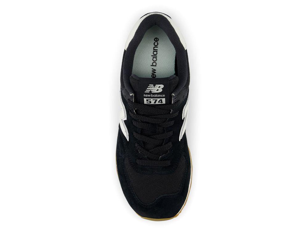 Zapatilla New Balance 574 Hombre Negro -Blanco - Suela Gum-2