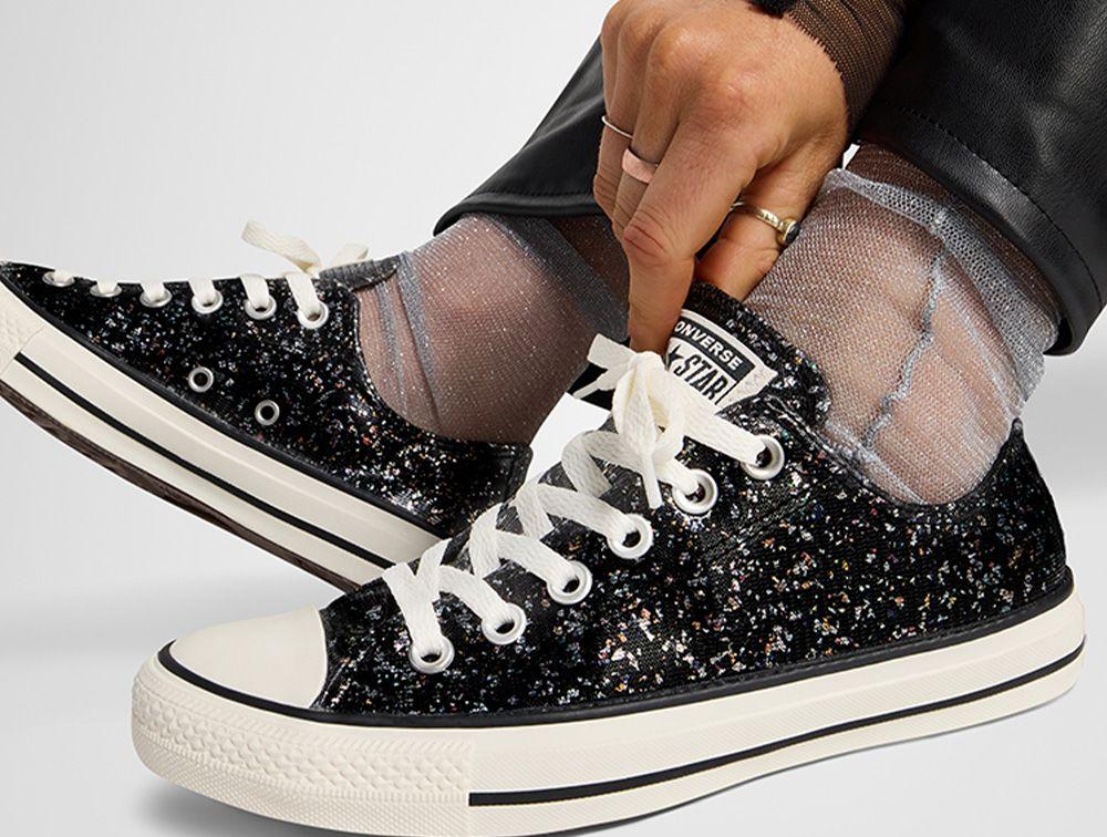 Zapatilla Converse Chuck Taylor Mujer Glitter Shinefetti Negro-7