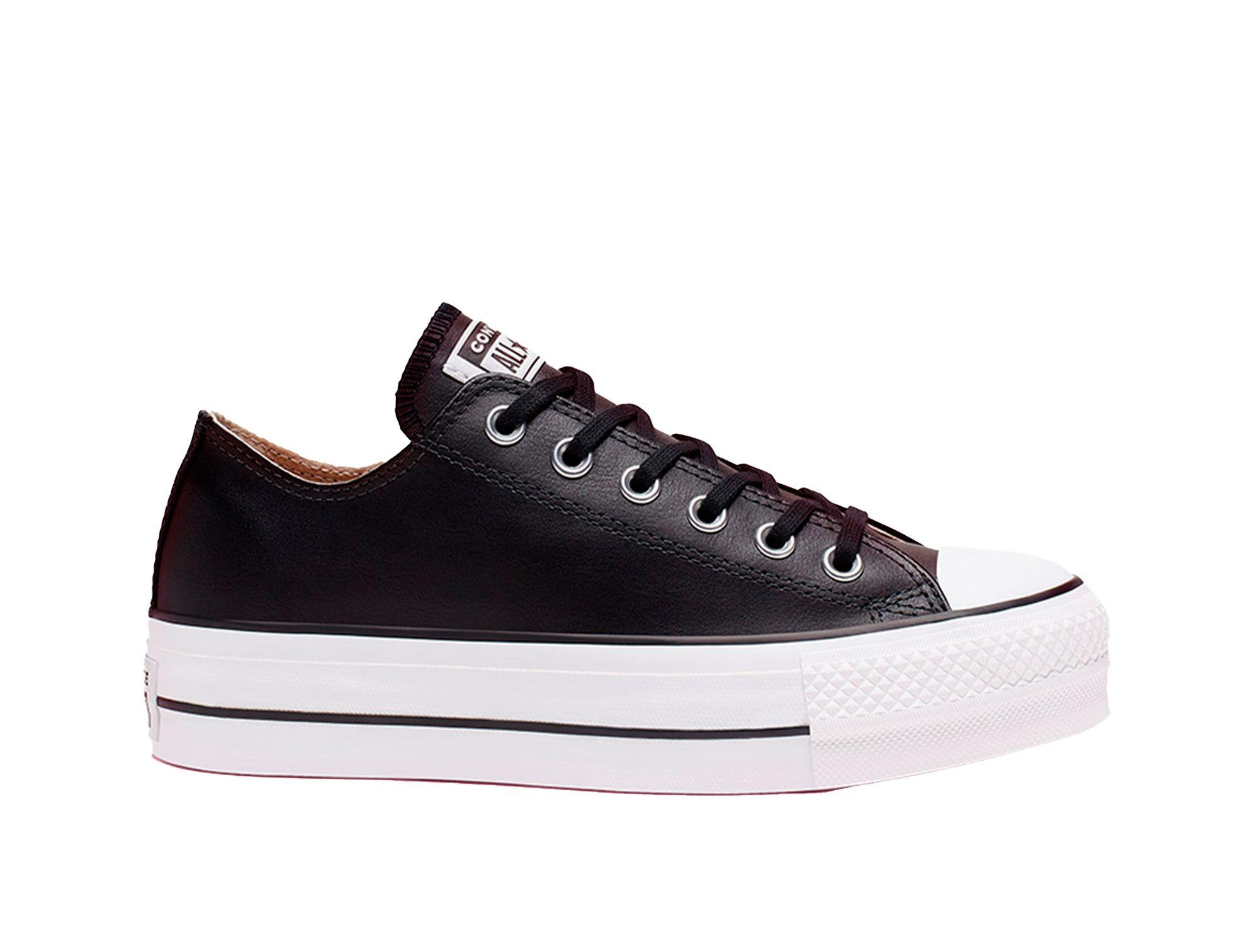 Zapatilla Converse Chuck Taylor Plataforma Cuero Mujer Negro-1