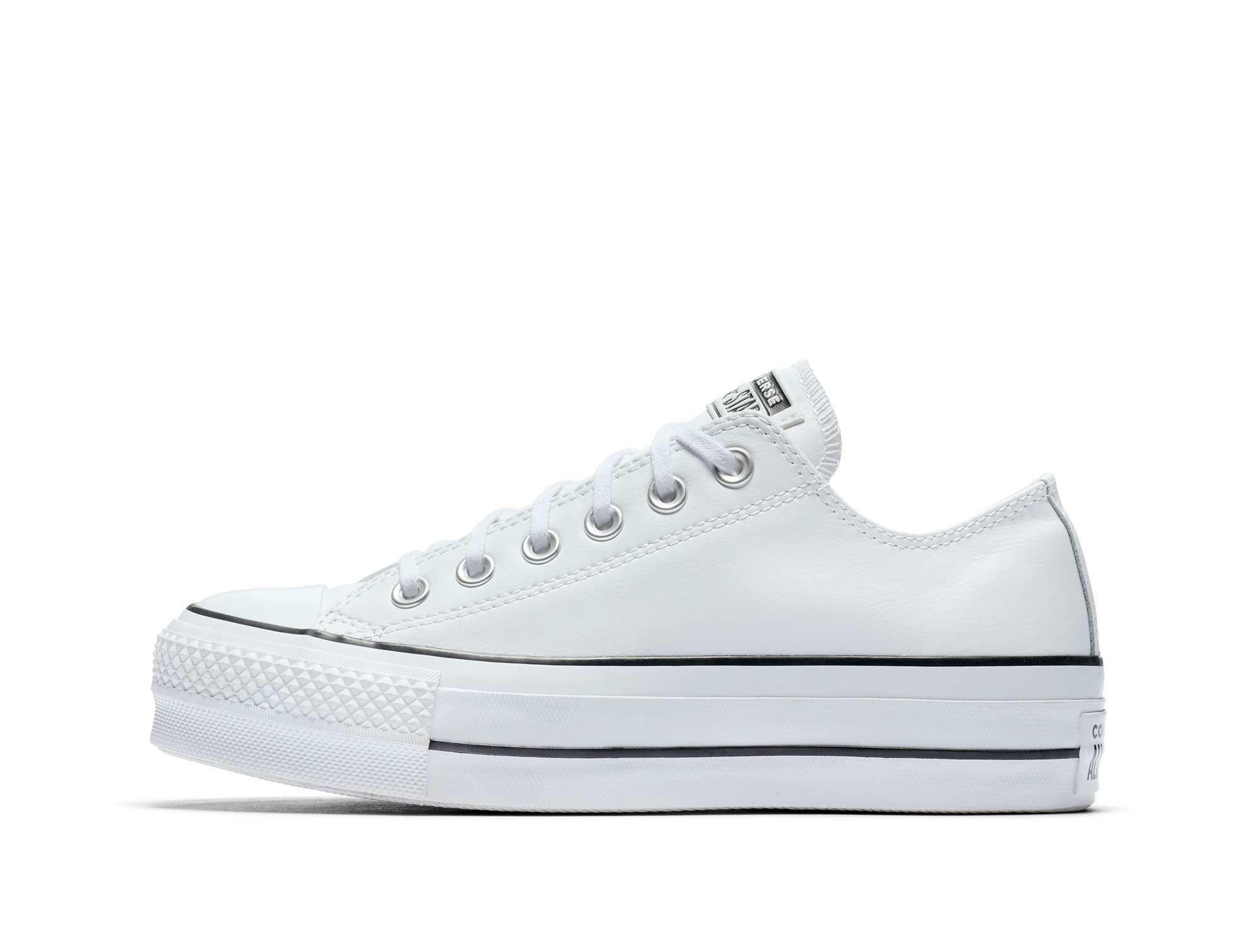 Zapatilla Converse Chuck T. Plataforma Cuero Mujer Blanco-2