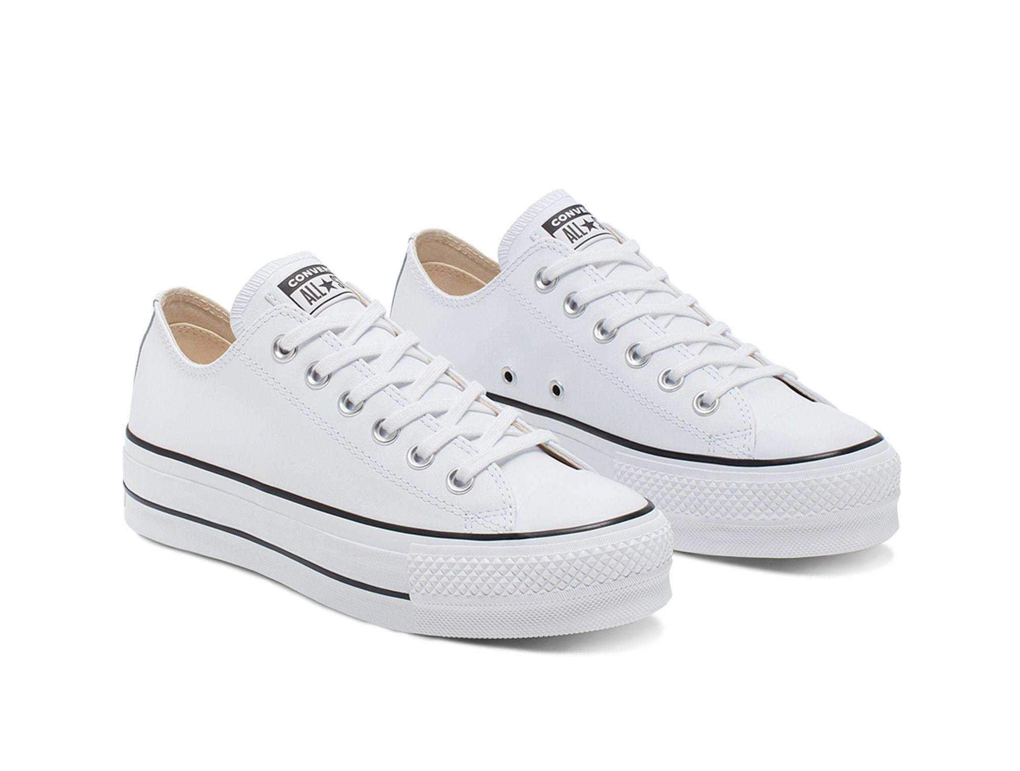 Zapatilla Converse Chuck T. Plataforma Cuero Mujer Blanco-5
