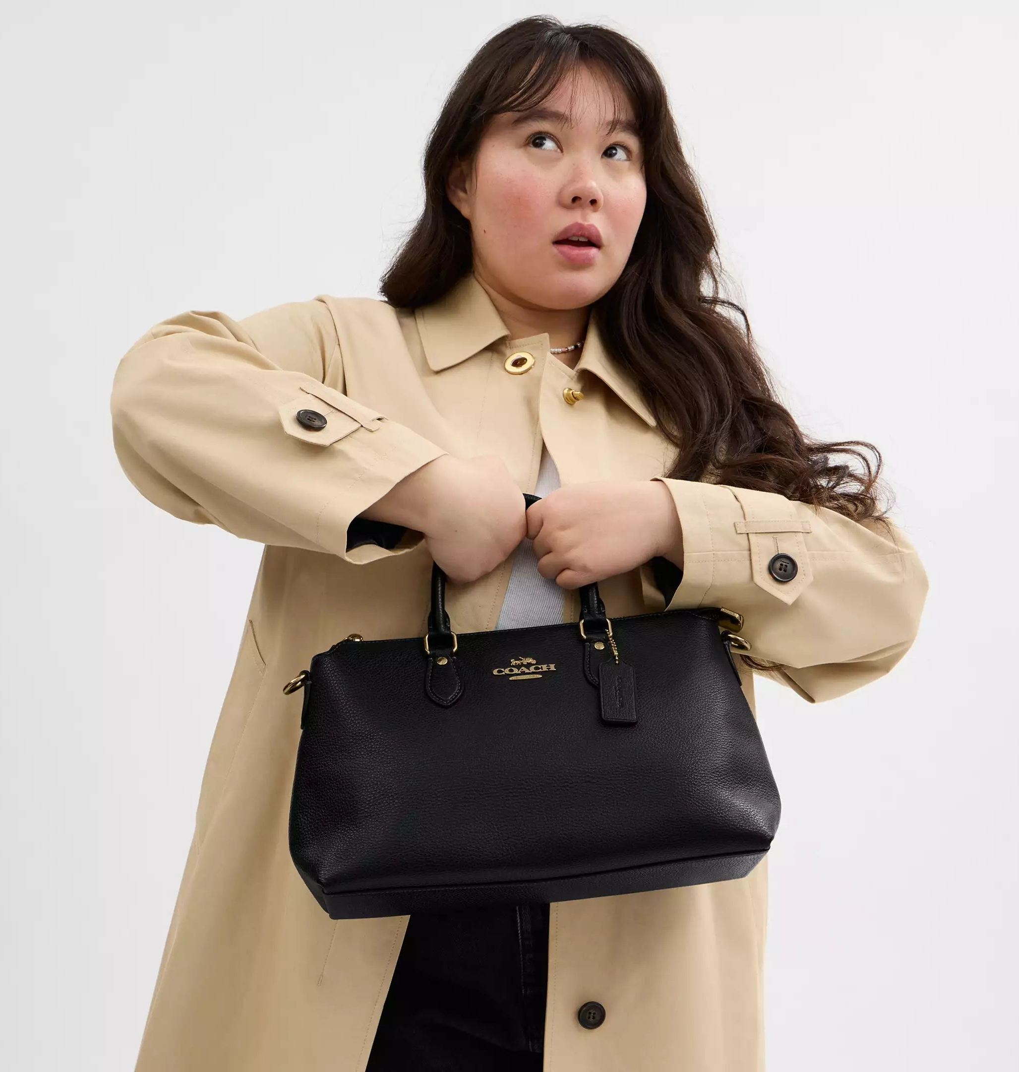 Cartera Coach Georgia Satchel Bag Pebbled Leather/Gold/Black-3