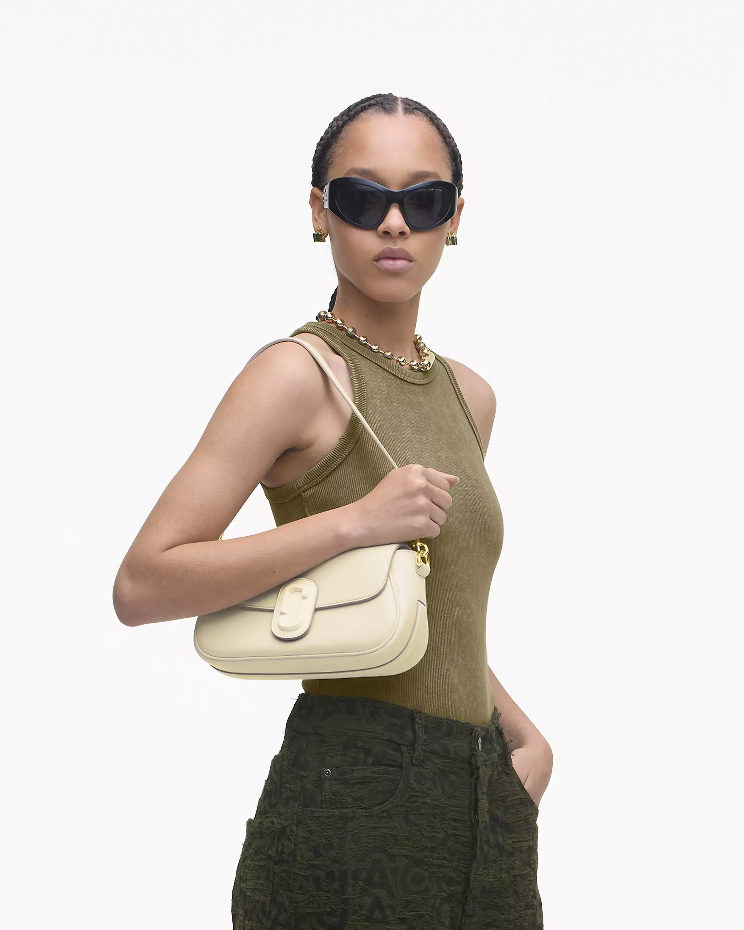 Cartera Marc Jacobs The Large Clover Shoulder Bag Cloud White-6