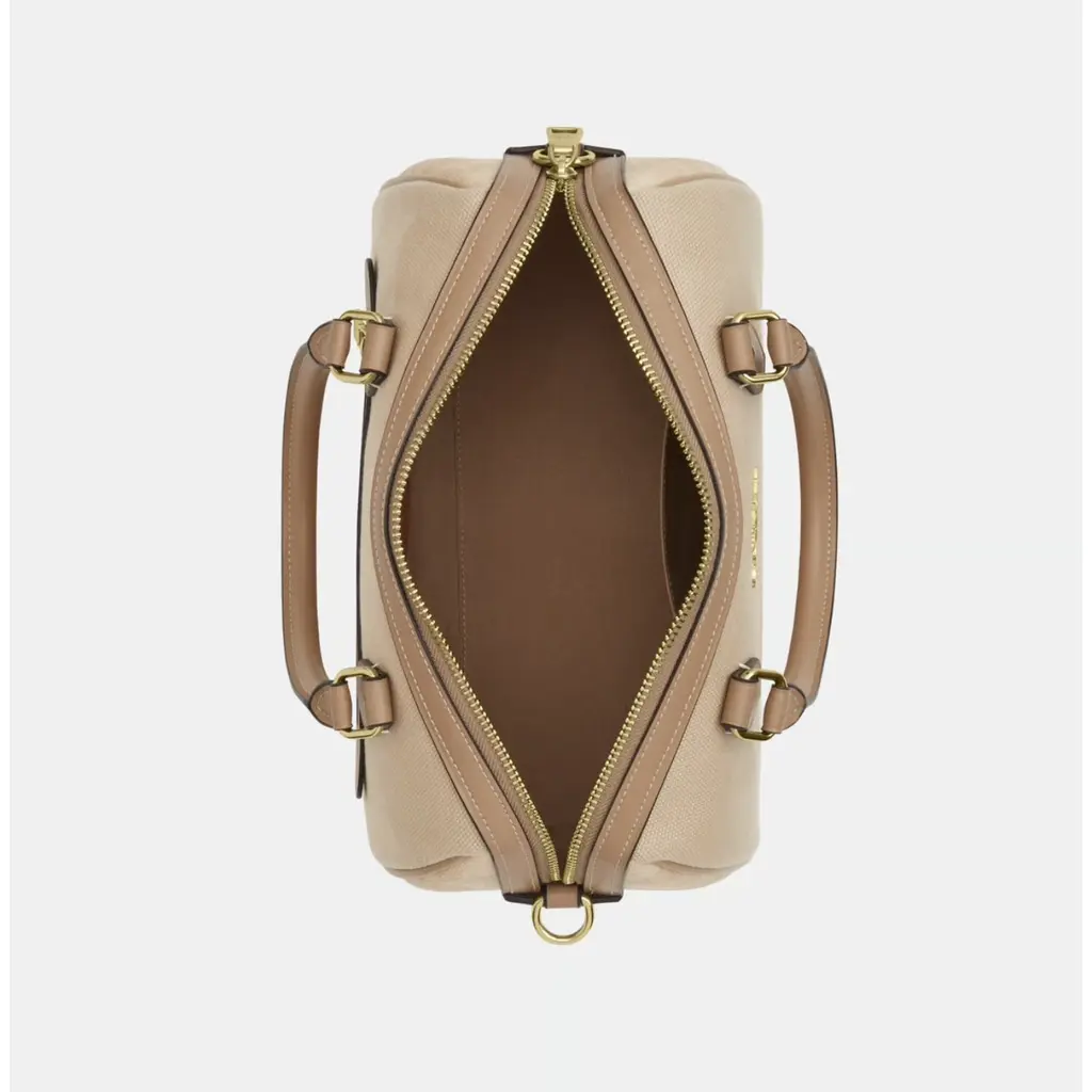 Cartera Coach Coach Satchel Bag Colorblock Canvas Dark Natural Multi-3