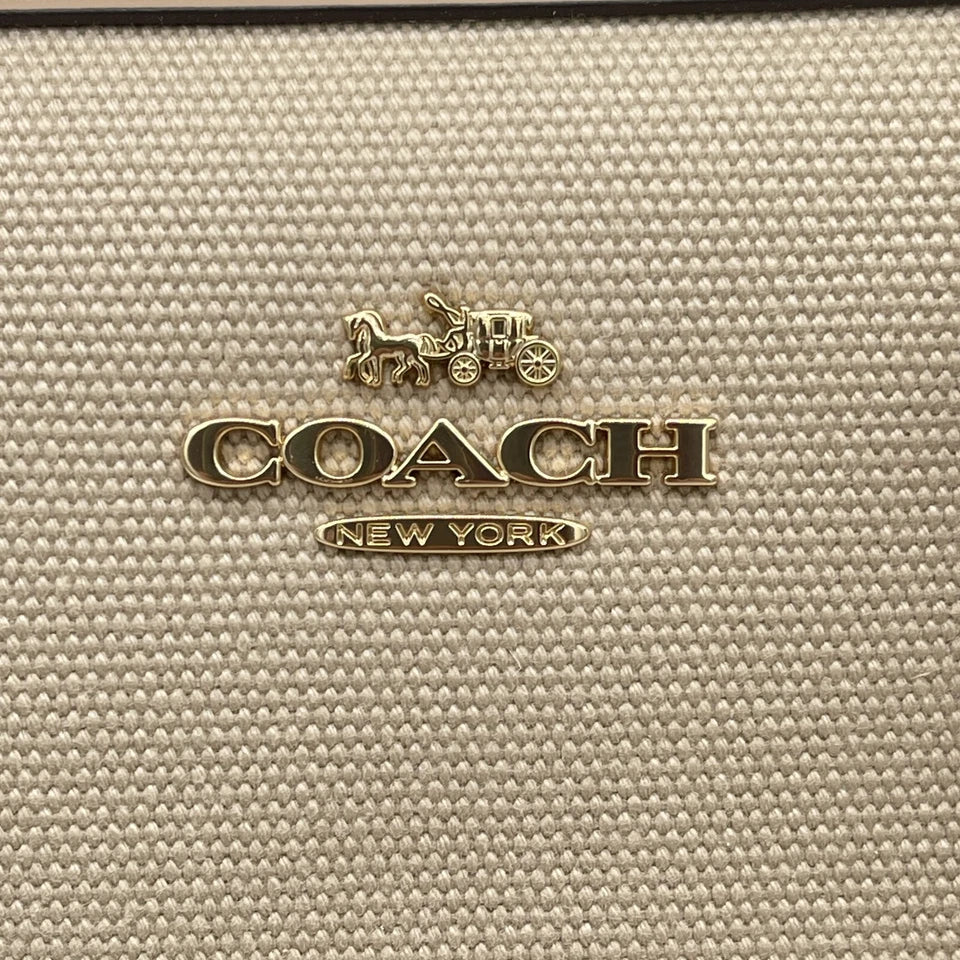 Cartera Coach Coach Satchel Bag Colorblock Canvas Dark Natural Multi-4