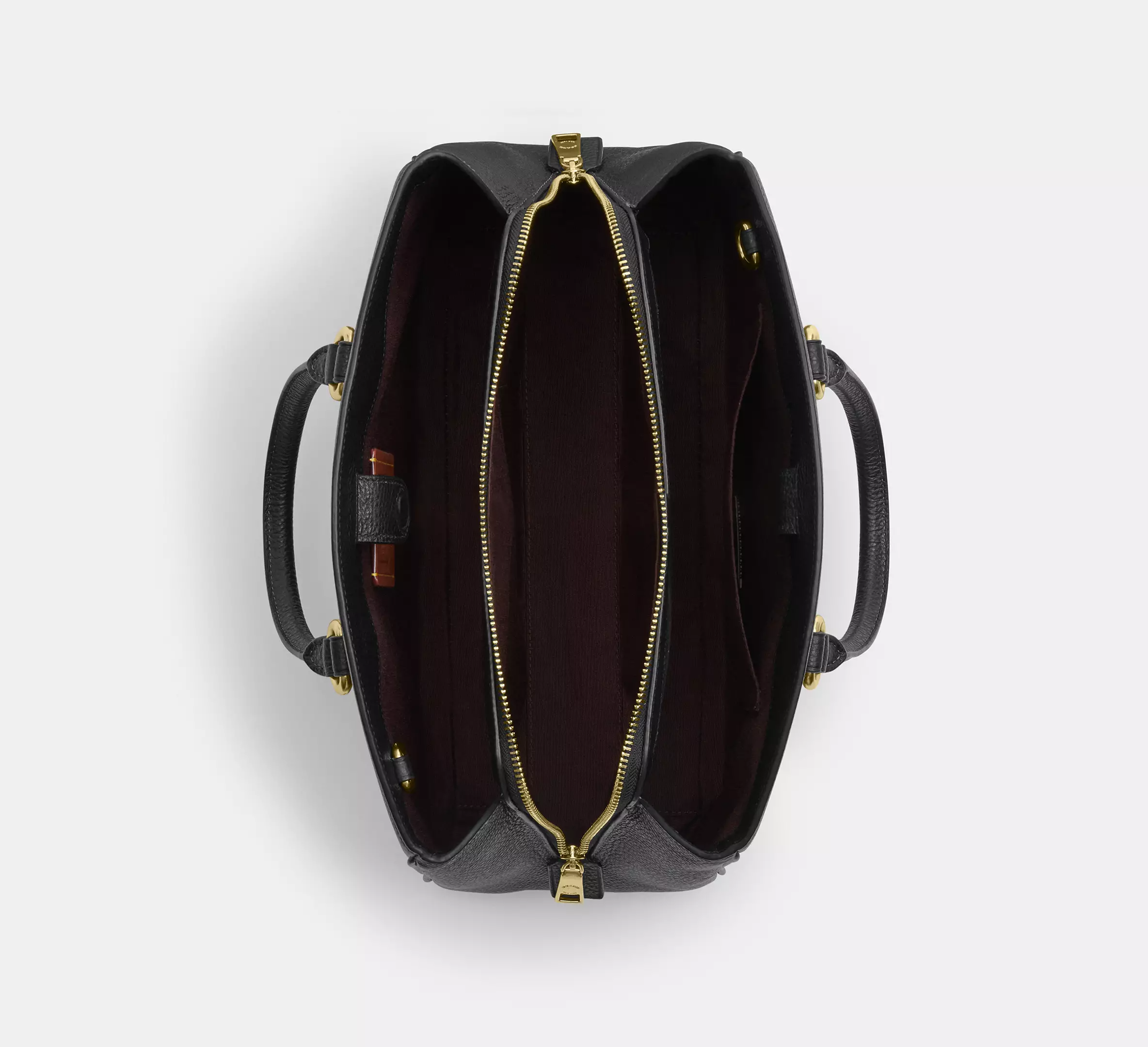 Cartera Coach Refined Pebbled Leather Savannah Carryall Bag Handbag Black-2