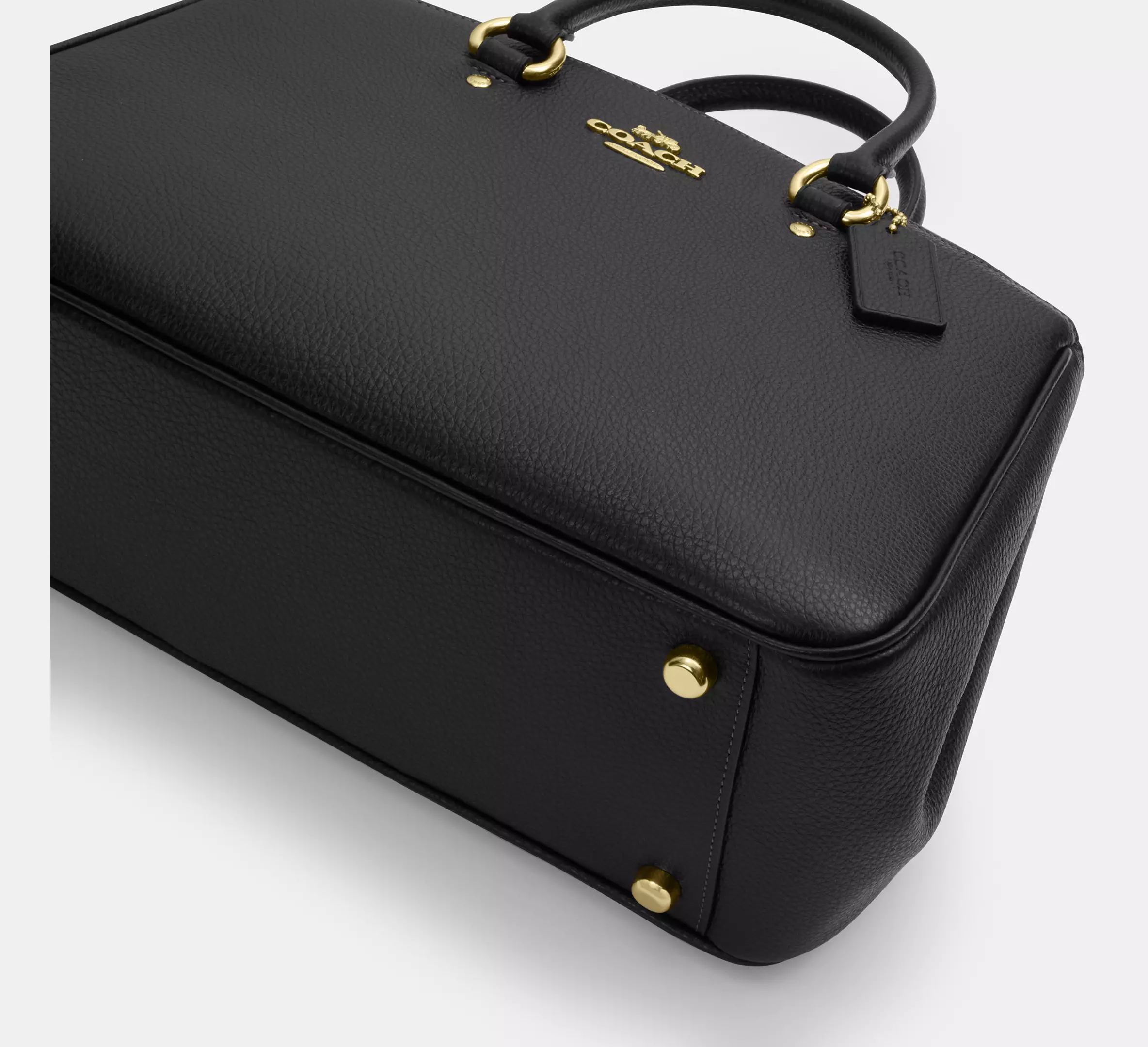 Cartera Coach Refined Pebbled Leather Savannah Carryall Bag Handbag Black-5