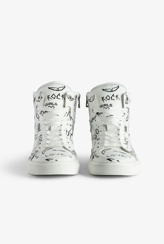 Zapatillas Zadig & Voltaire High Flash Smooth Calfskin White/Black-2