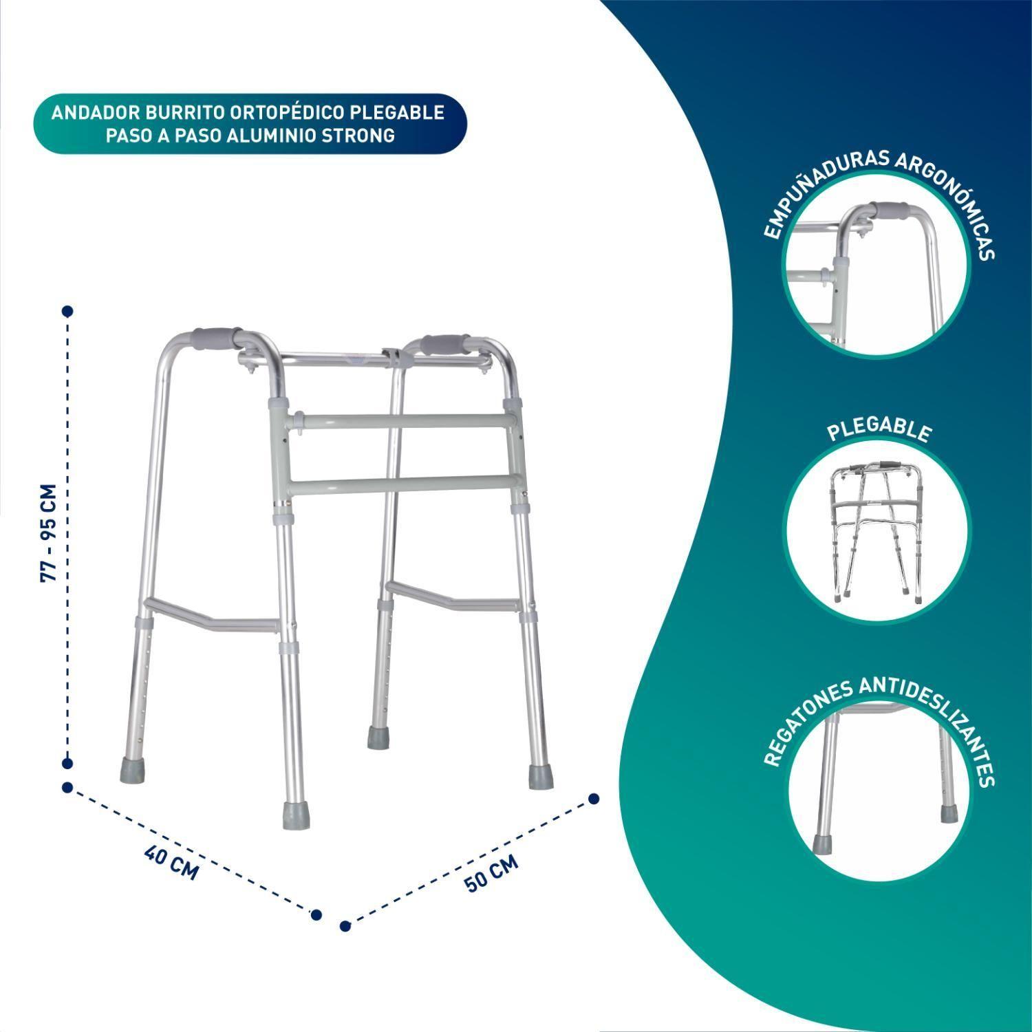 Andador Burro Ortopédico Plegable Paso a Paso Aluminio Strong-1
