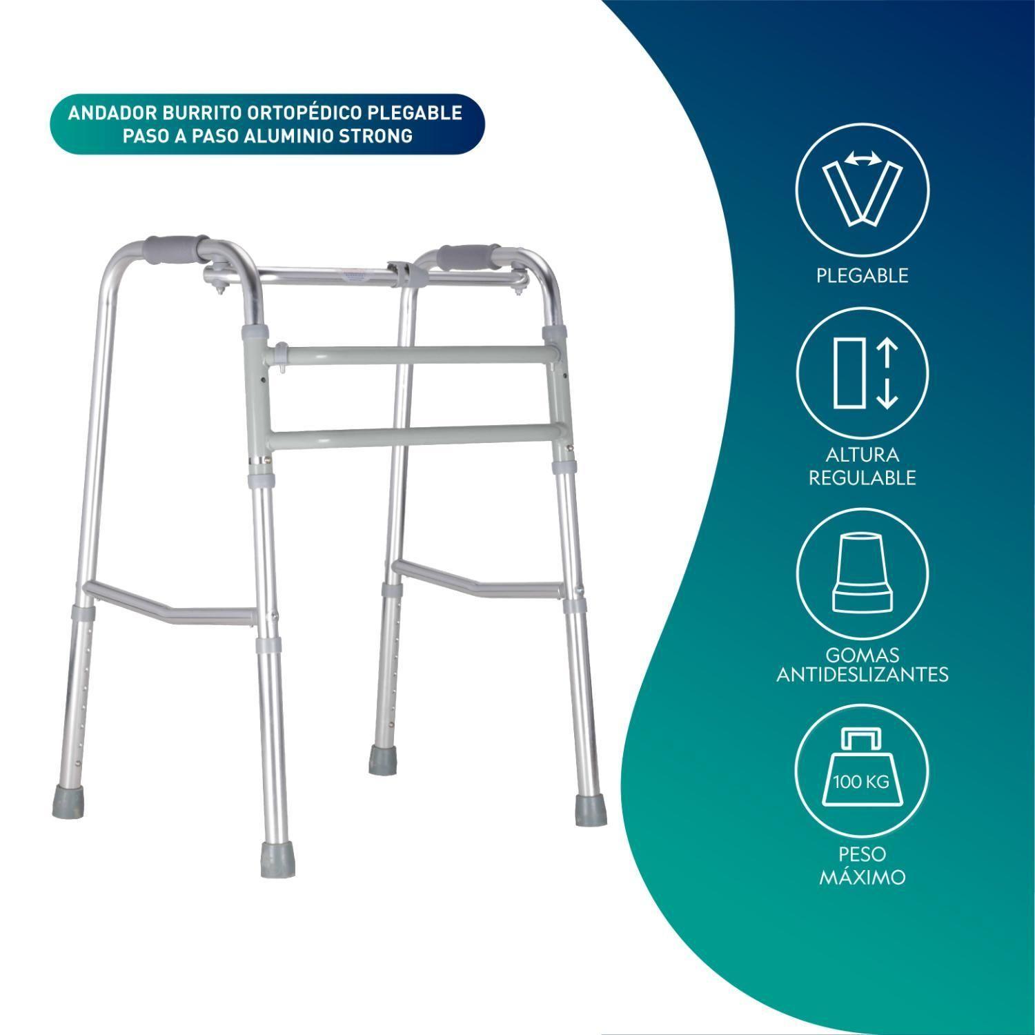 Andador Burro Ortopédico Plegable Paso a Paso Aluminio Strong-2