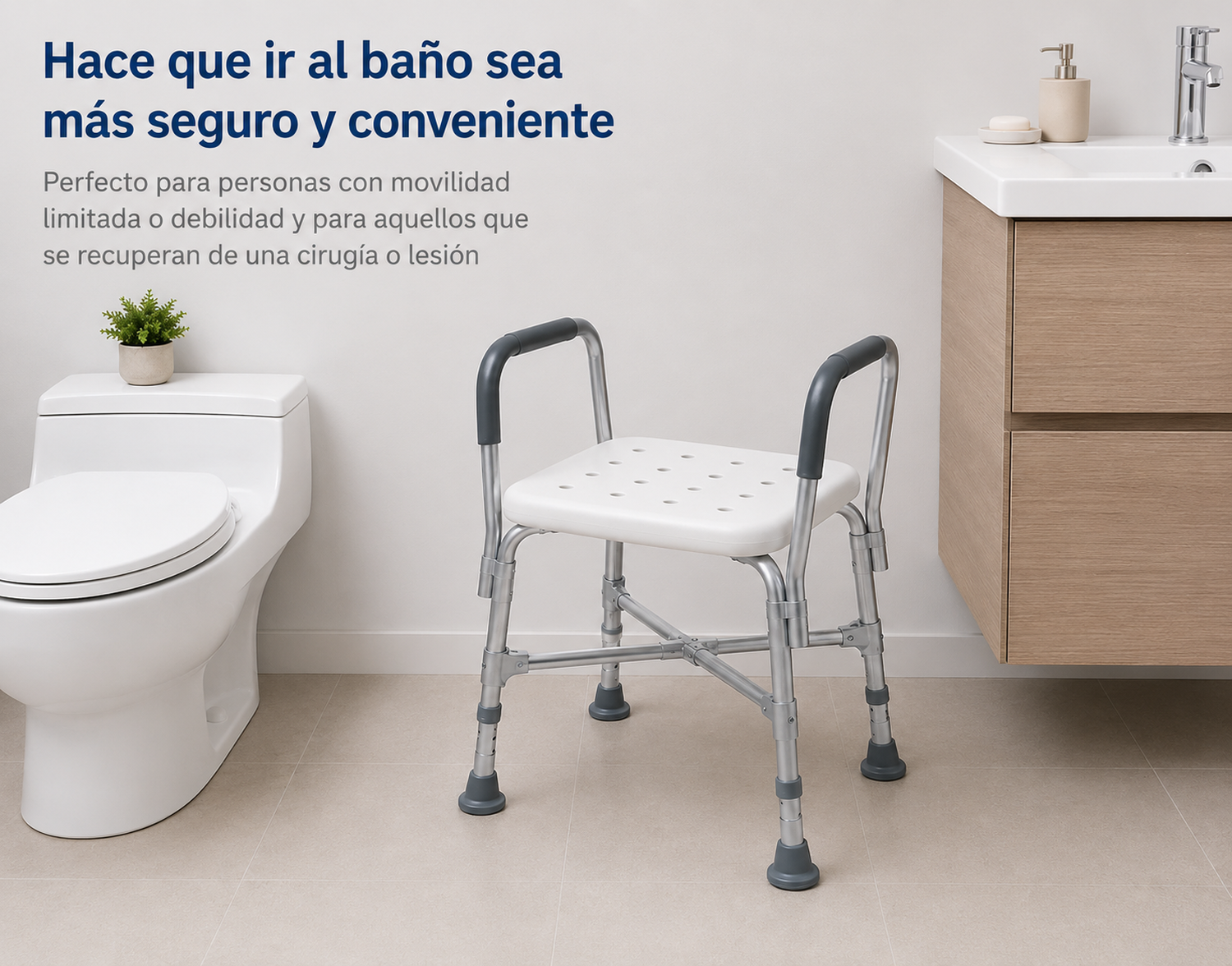 Piso de Ducha Baño Doble Cruceta Apoyabrazos Reforzados-3