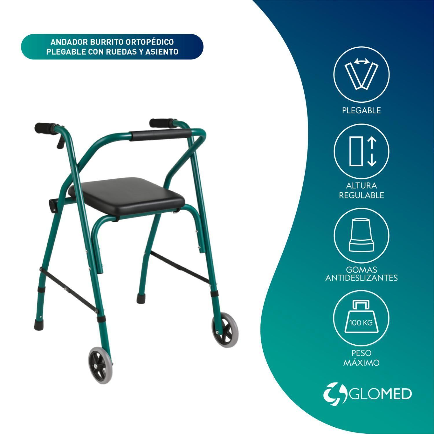 Andador Burrito Ortopédico Plegable Con Ruedas Y Asiento-2