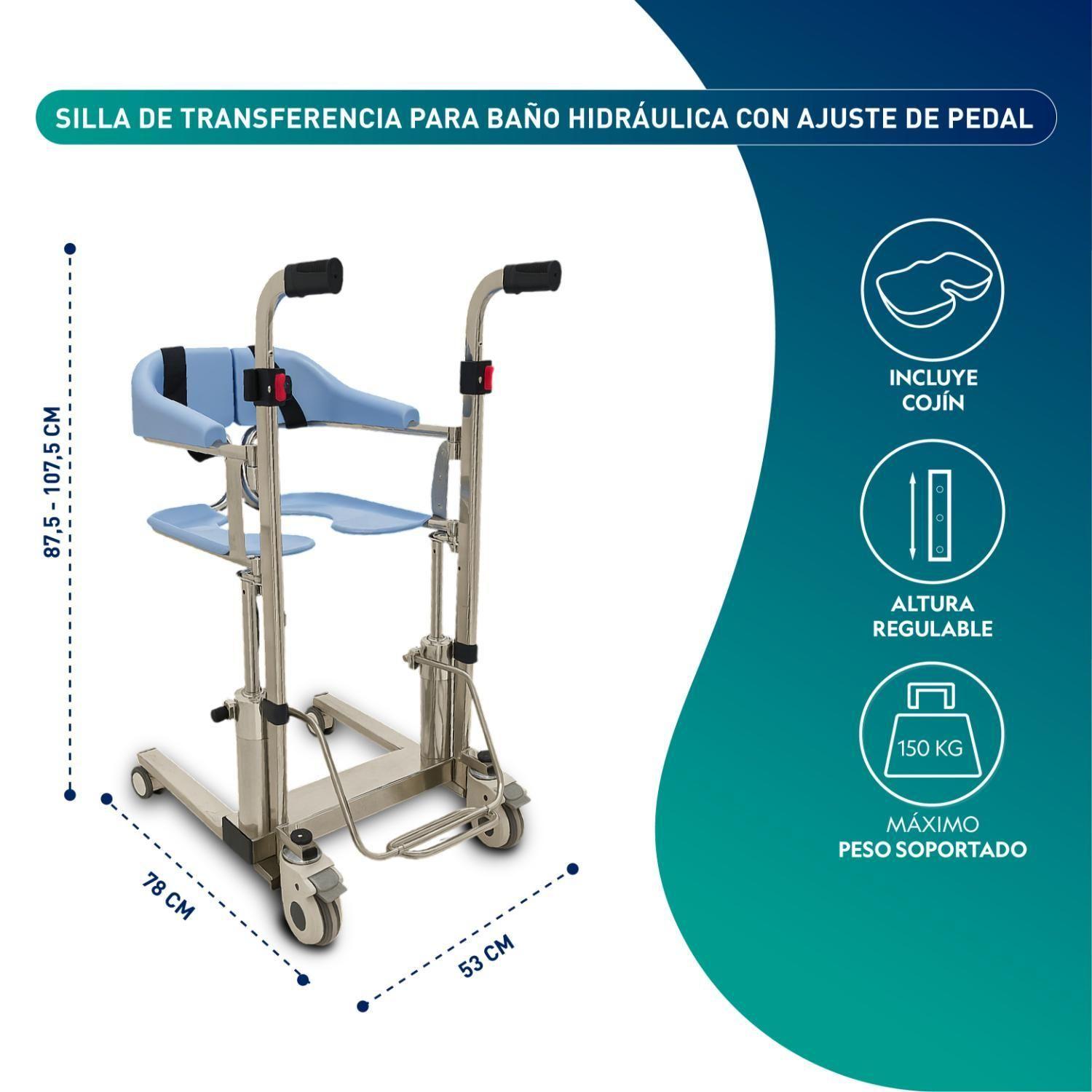 Silla de Transferencia para Baño Hidráulica con Ajuste de Pedal-1