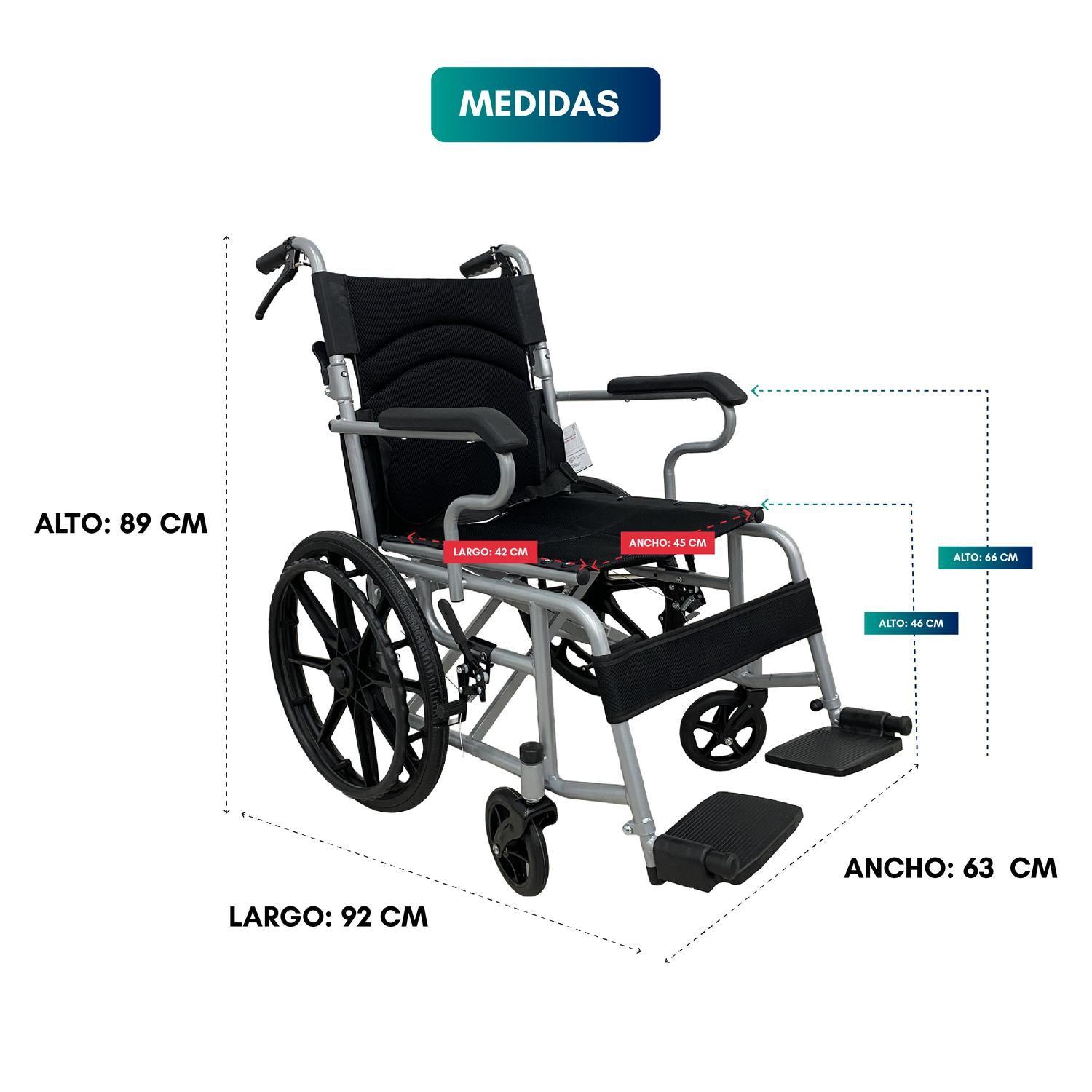 Silla de Ruedas Plegable Ligera de Acero-2