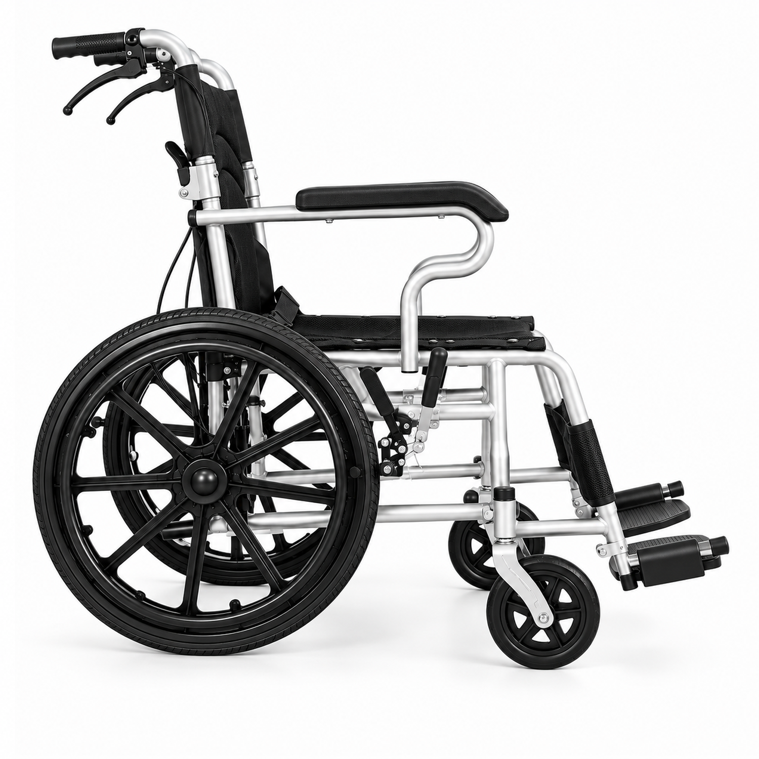 Silla de Ruedas Plegable Ligera de Acero-3