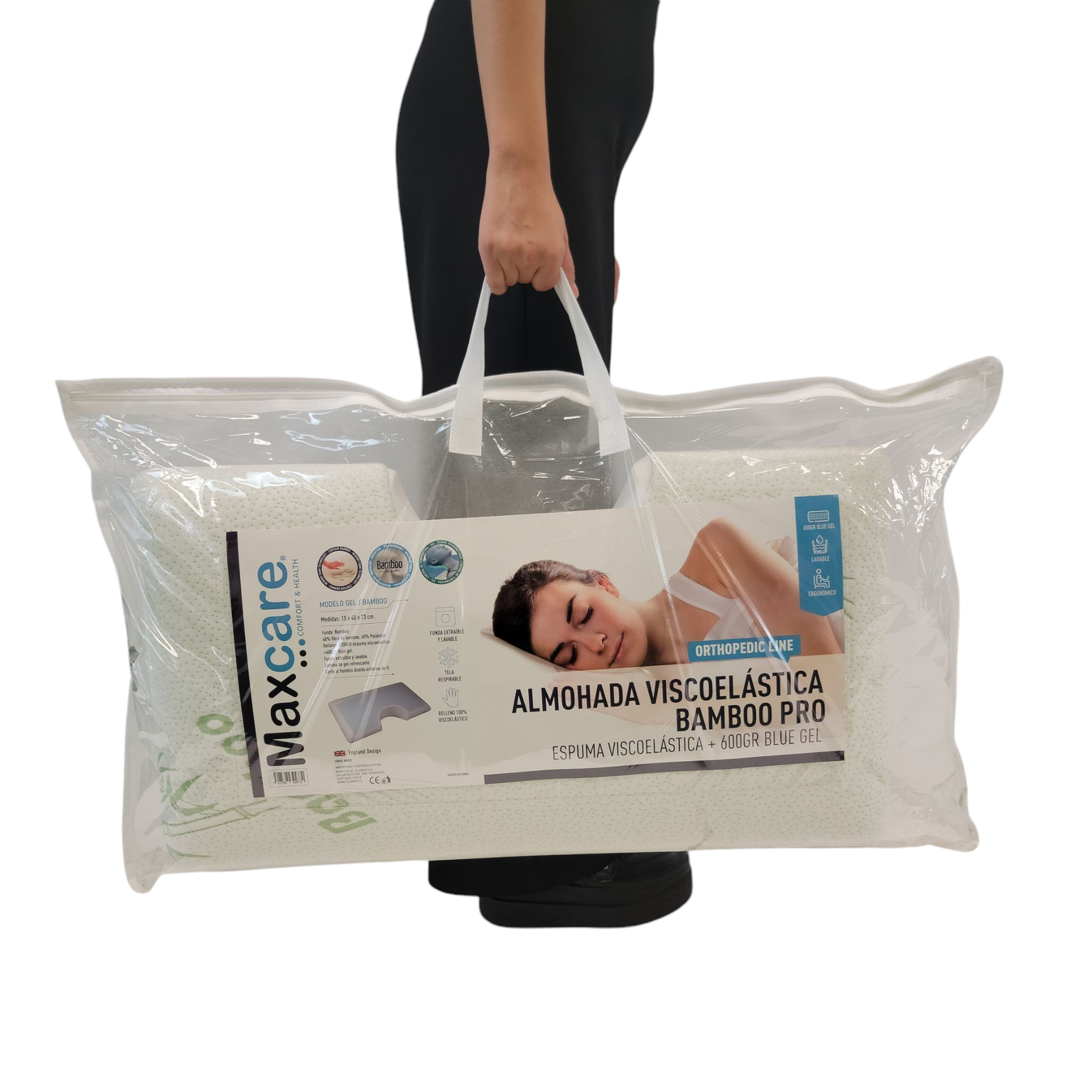 Almohada Viscoelástica Gel Bamboo PRO 73x40x10cm-6