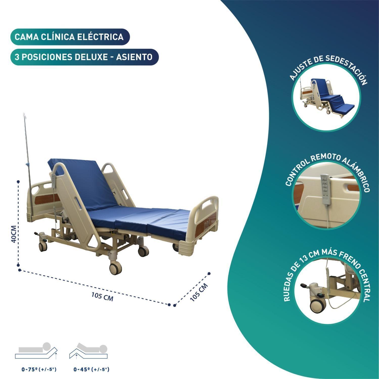 Cama Clínica Eléctrico 4 Posiciones Deluxe - Asiento-2