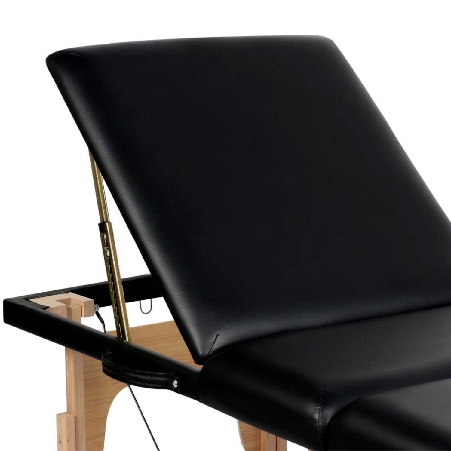Camilla De Masajes Plegable 3 Cuerpos Deluxe Madera - Negra-2