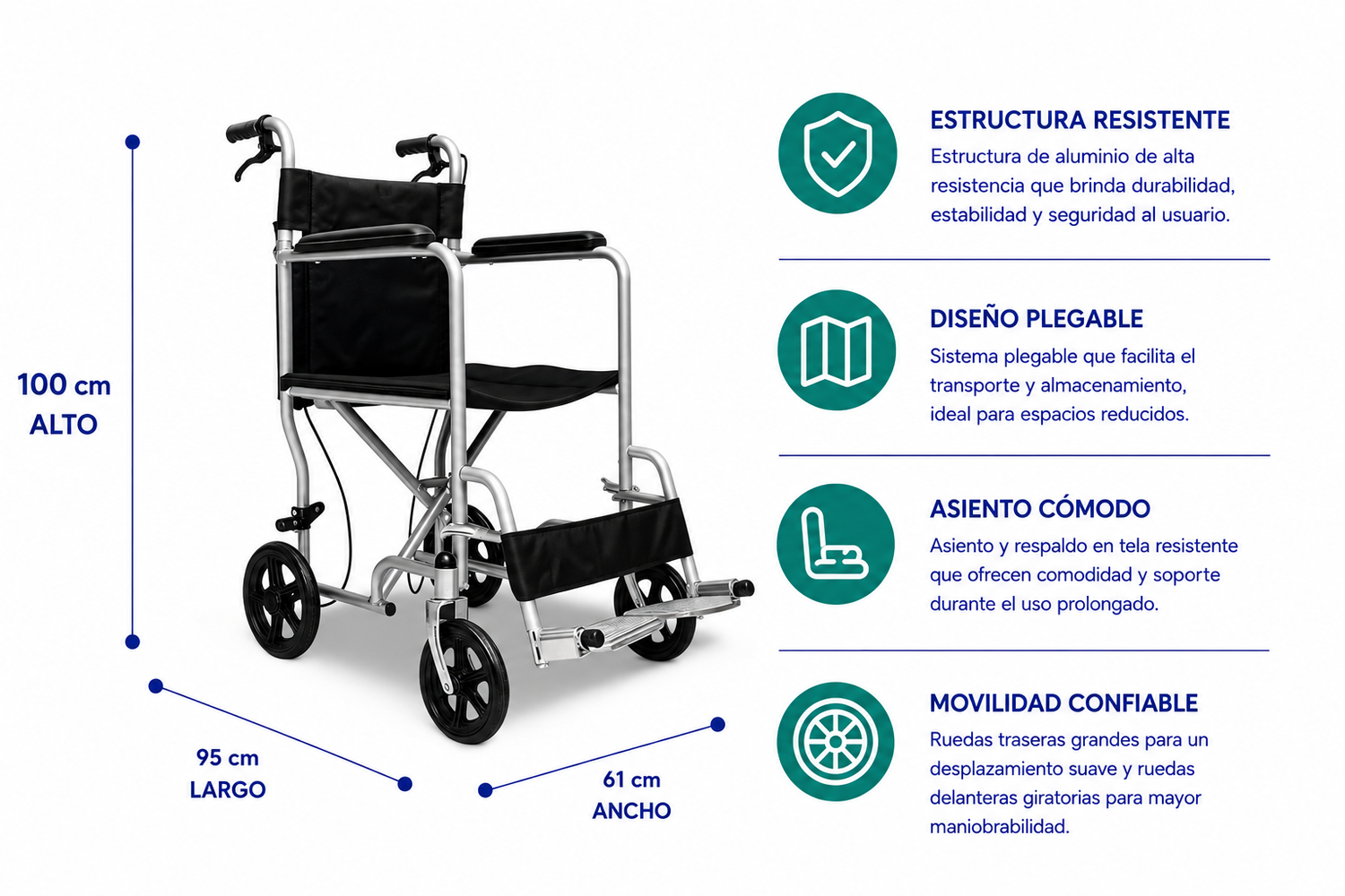 Silla De Ruedas Traslado Geriátrica Plegable Start-1