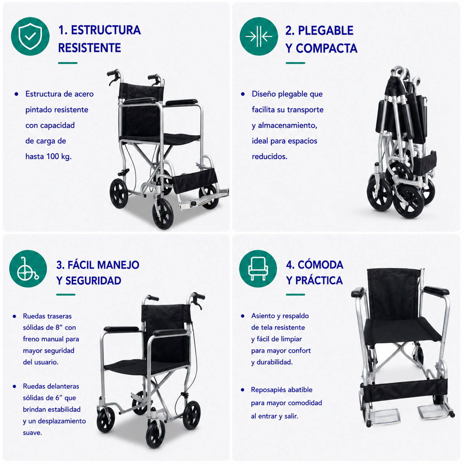 Silla De Ruedas Traslado Geriátrica Plegable Start-2