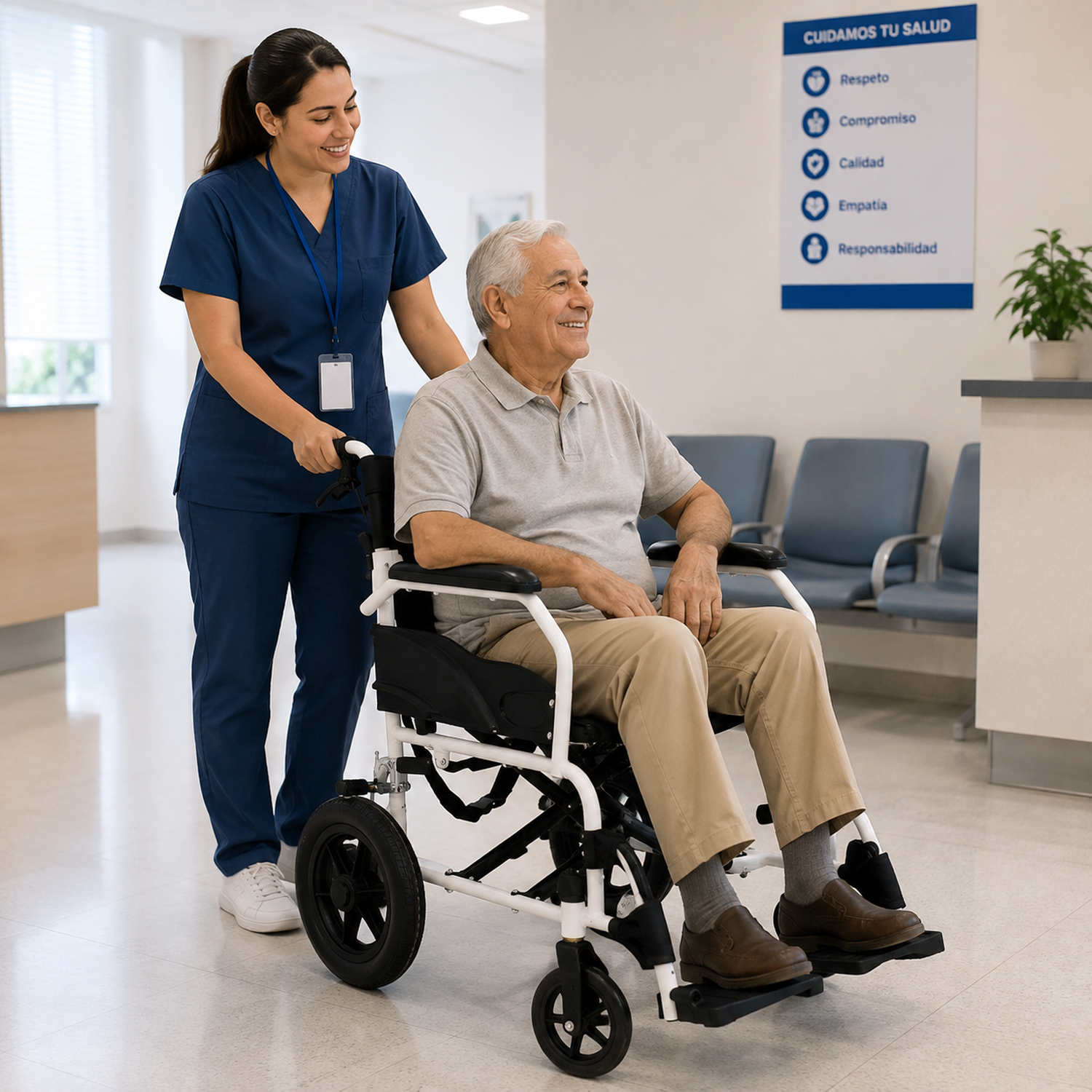 Silla De Ruedas De Transporte Geriatrica Ultra Liviana Gris-3